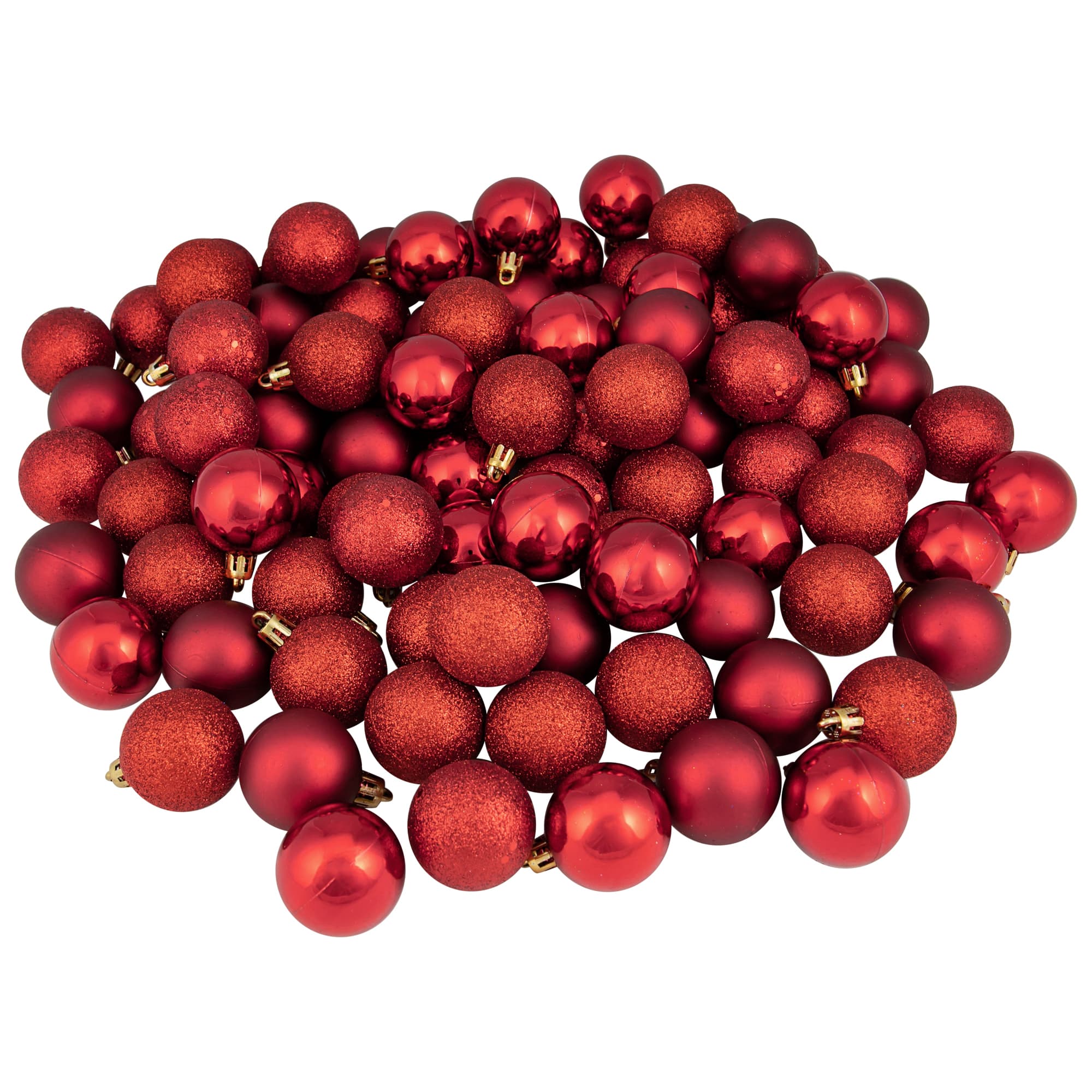 96ct. 1.5" 4-Finish Red Shatterproof Ball Ornaments