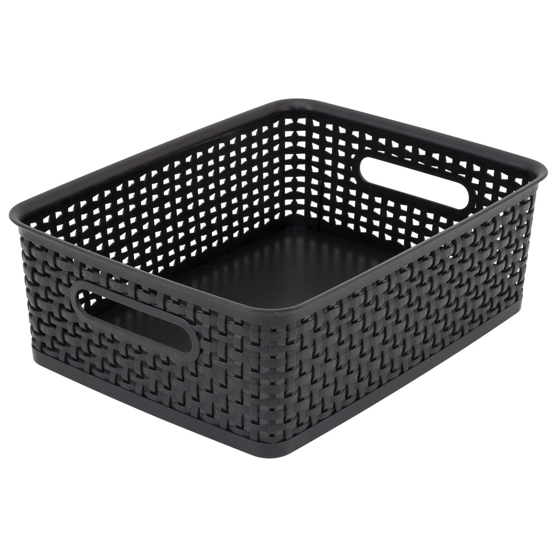 Advantus&#xAE; Medium Black Plastic Weave Bin, 2ct.