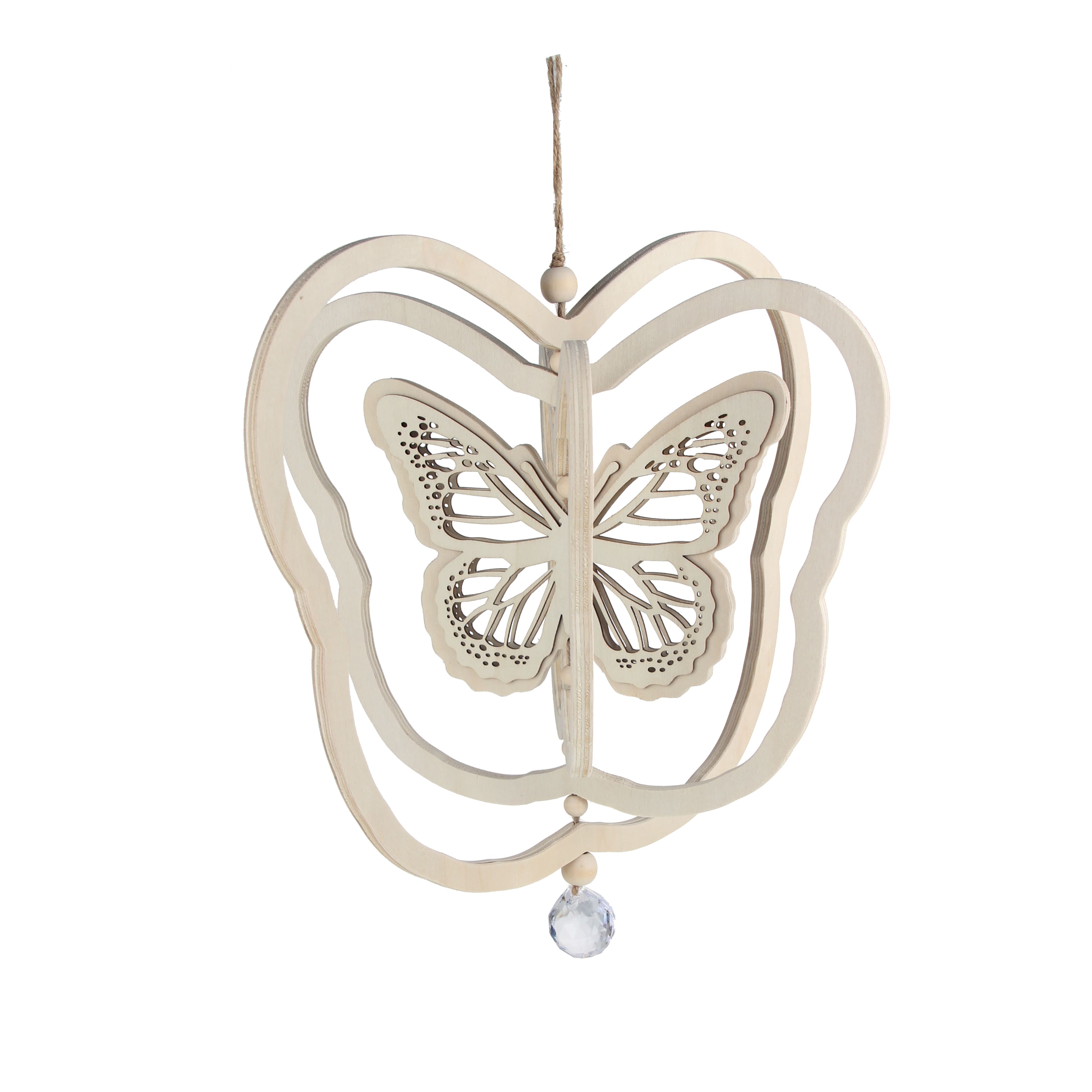 14.25&#x22; Butterfly Wind Spinner DIY Wood D&#xE9;cor by Make Market&#xAE;