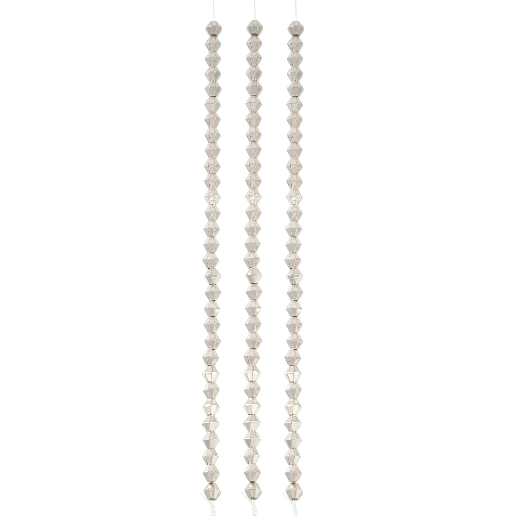 Silver Metal Faceted Bicone Beads, 4mm by Bead Landing&#x2122;