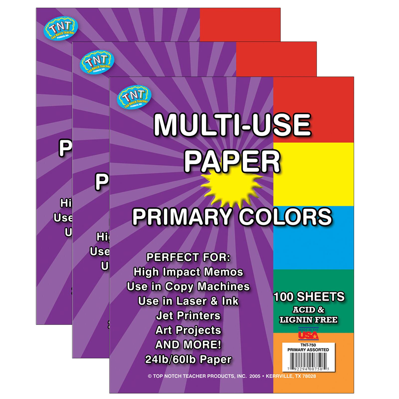 Top Notch Teacher Products 8.5" x 11" Primary Assorted Multiuse Paper