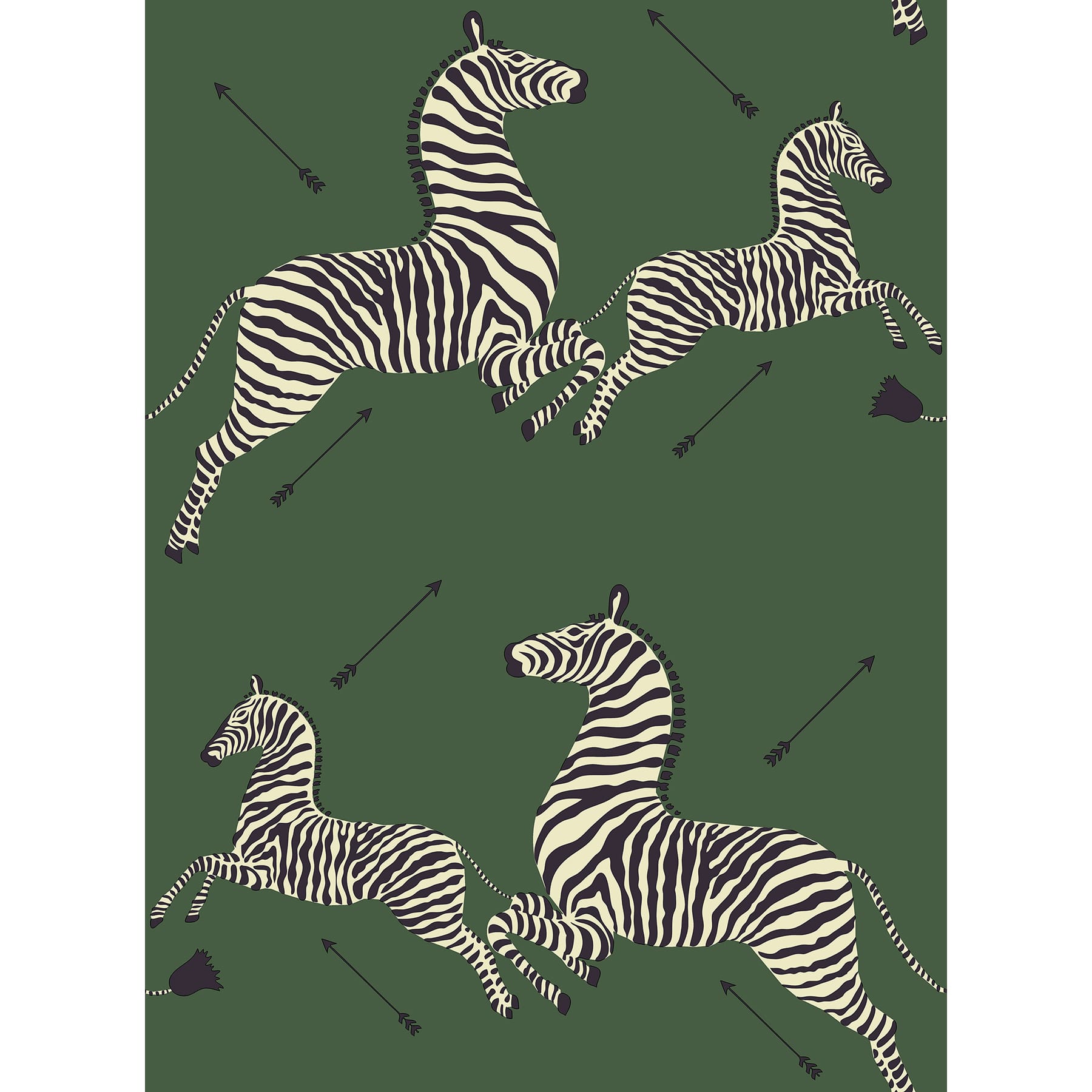 Scalamandre Serengeti Green Zebra Safari Peel &#x26; Stick Wallpaper 