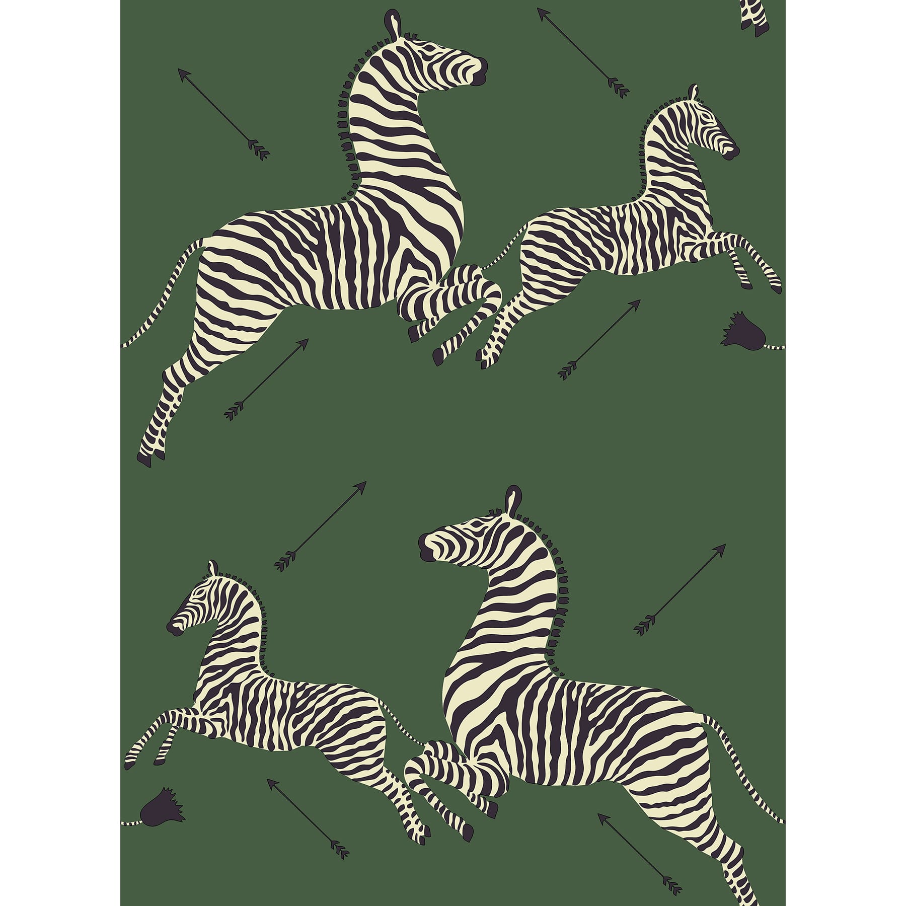 Scalamandre Serengeti Green Zebra Safari Peel & Stick Wallpaper