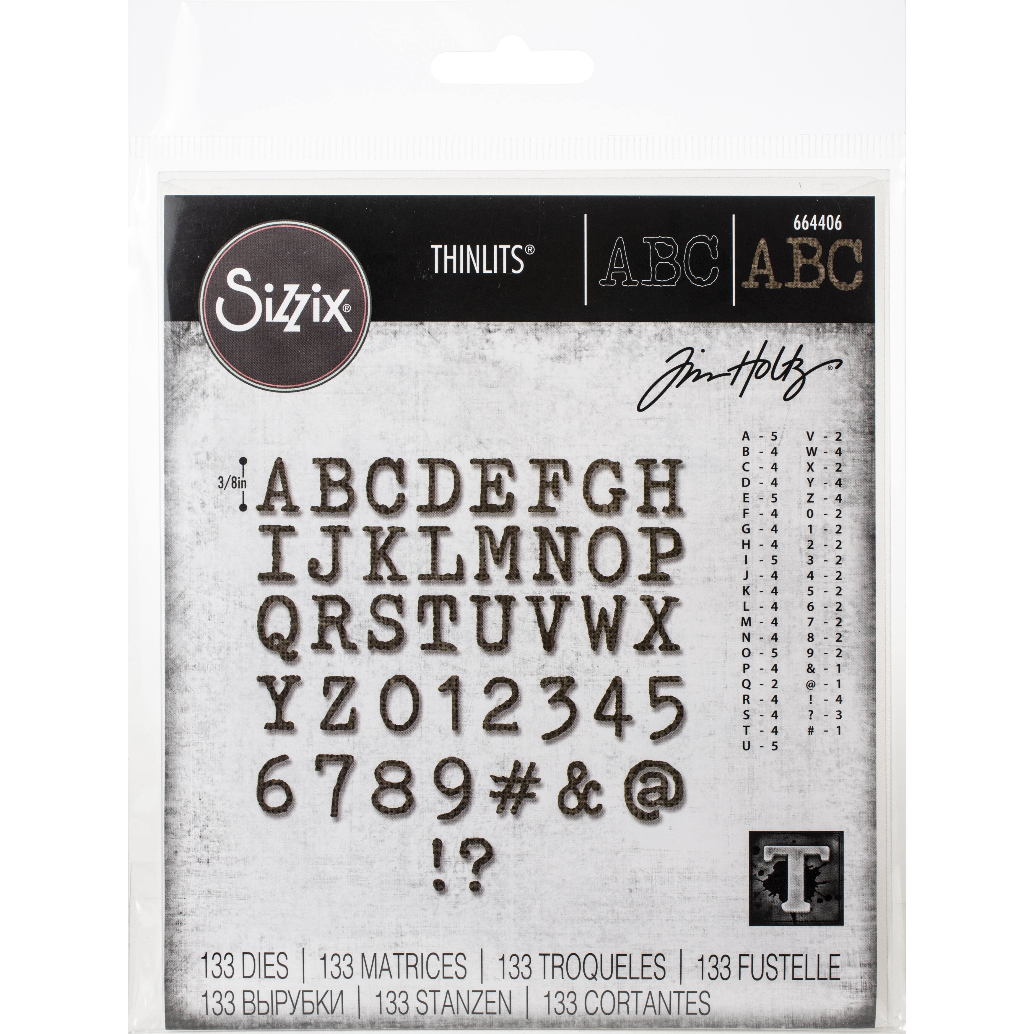 Sizzix® Thinlits™ Alphanumeric Tiny Type Uppercase Die Set by Tim Holtz®