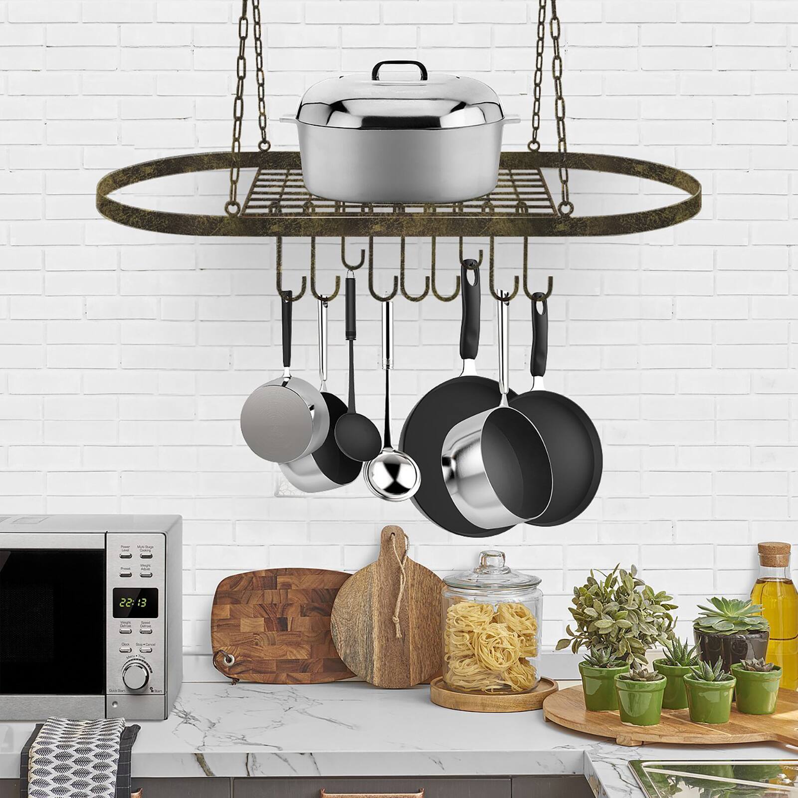 Sorbus Ceiling Mounted Pot &#x26; Pan Rack