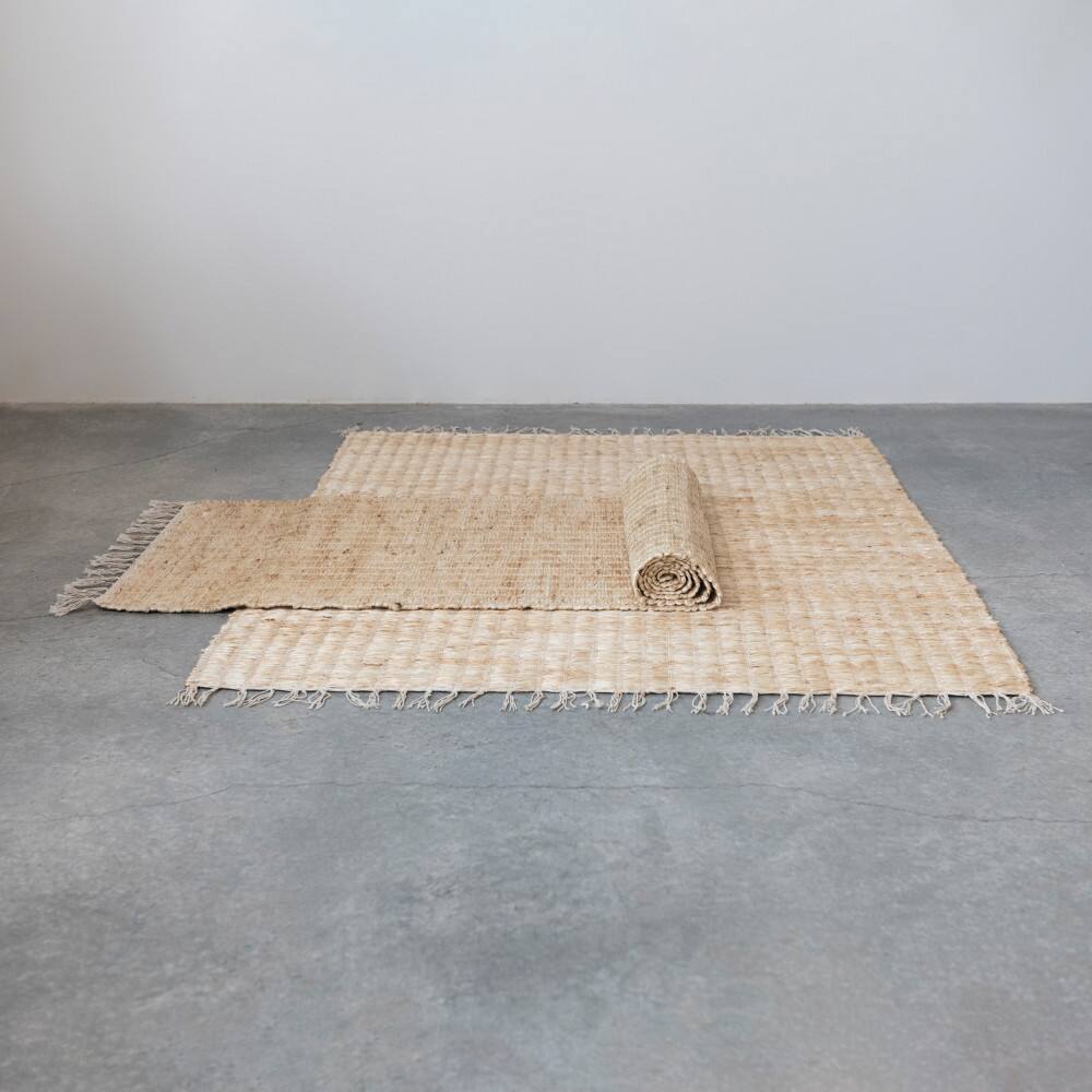 Hello Honey® Natural Boho Woven Jute & Cotton Rug with Fringe, 72" x 48"