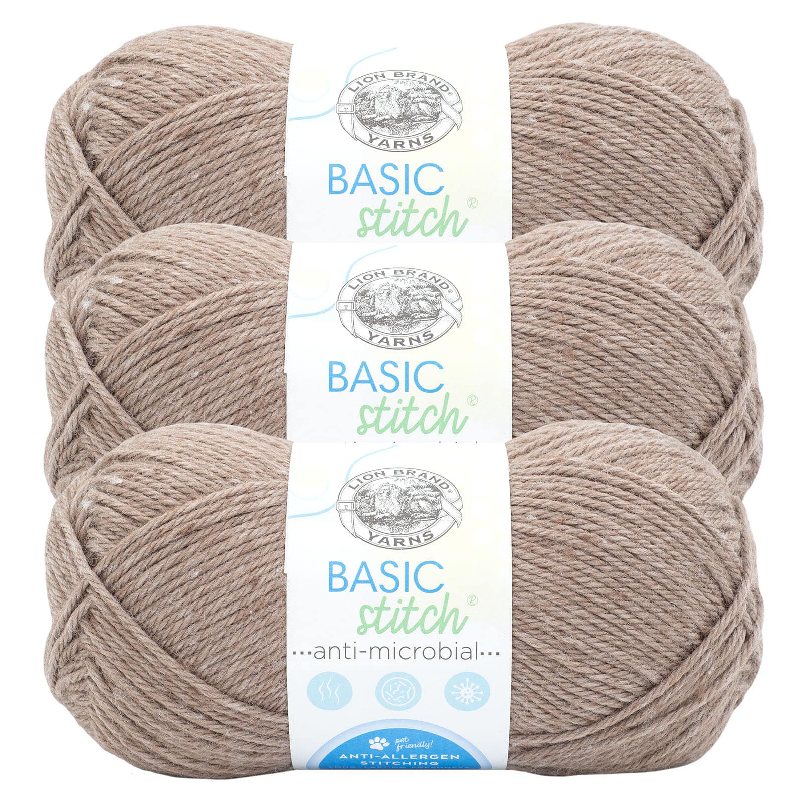3 Pack Lion Brand&#xAE; Basic Stitch Antimicrobial Yarn