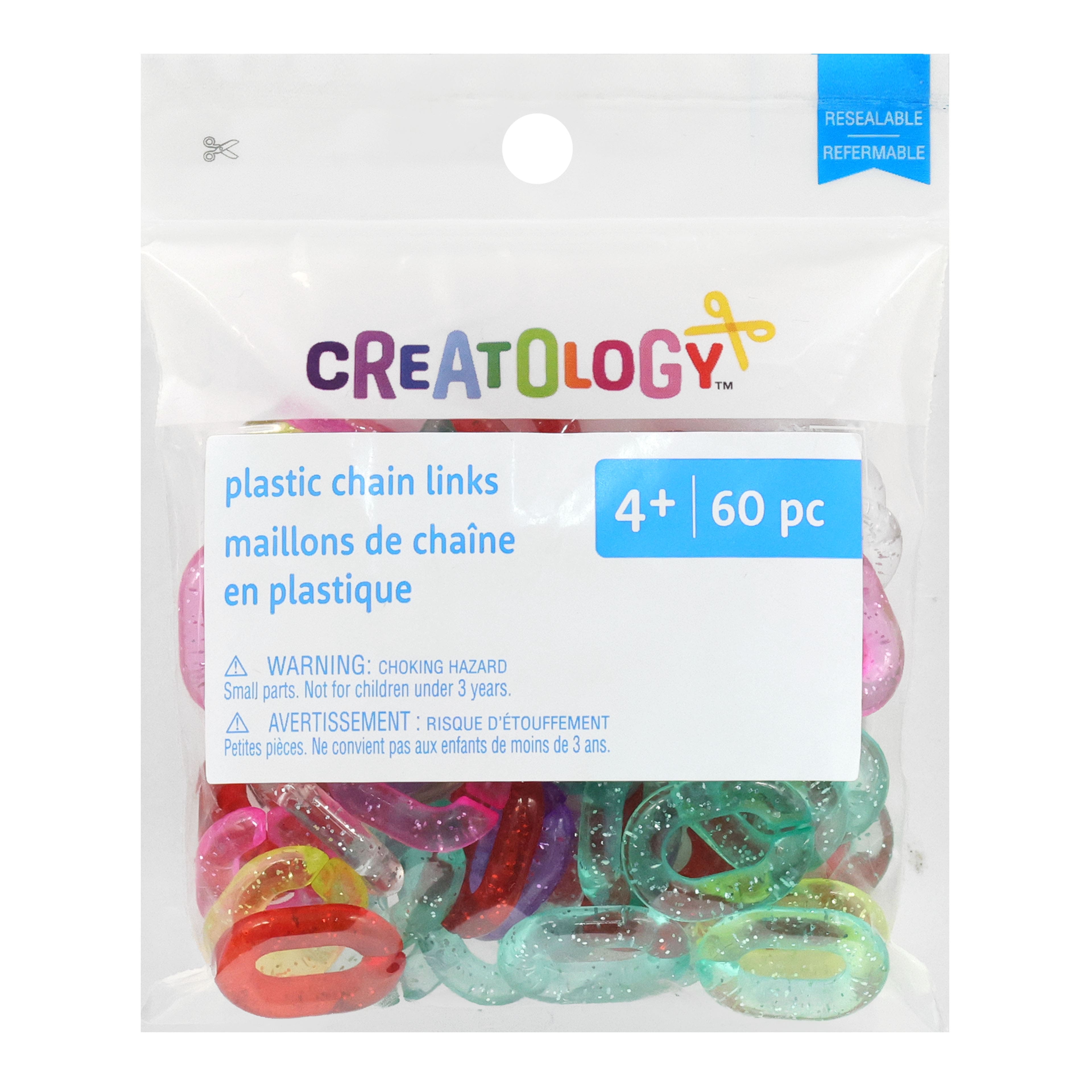 12 Packs: 60 ct. (720 total) Transparent Glitter Plastic Chain Links by Creatology&#x2122;