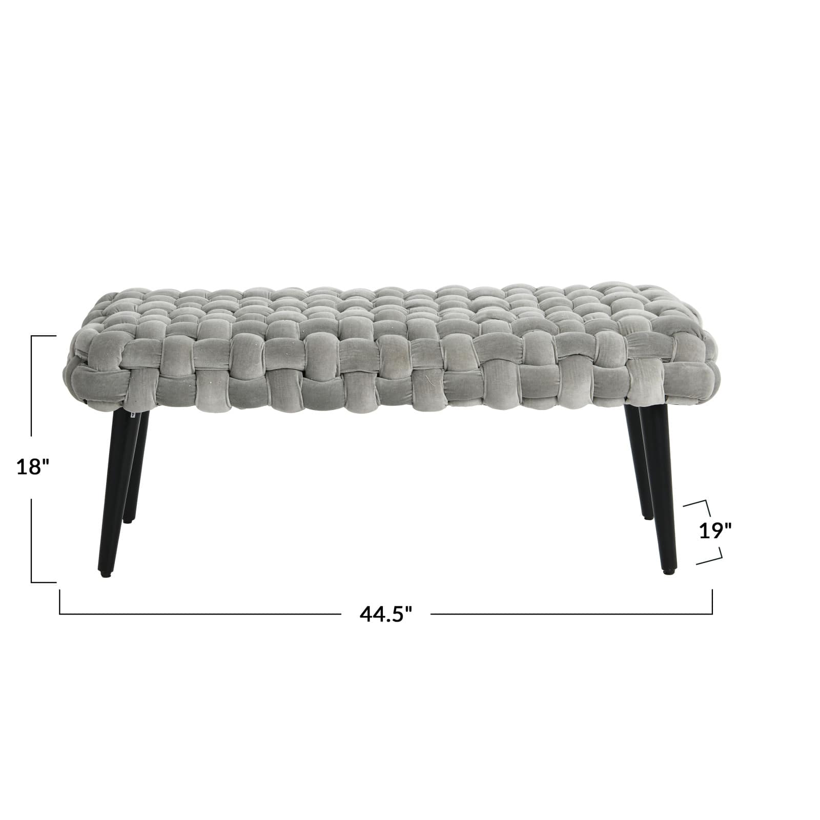 Hello Honey&#xAE; Modern Boho Gray &#x26; Black Chunky Woven Velvet Bench