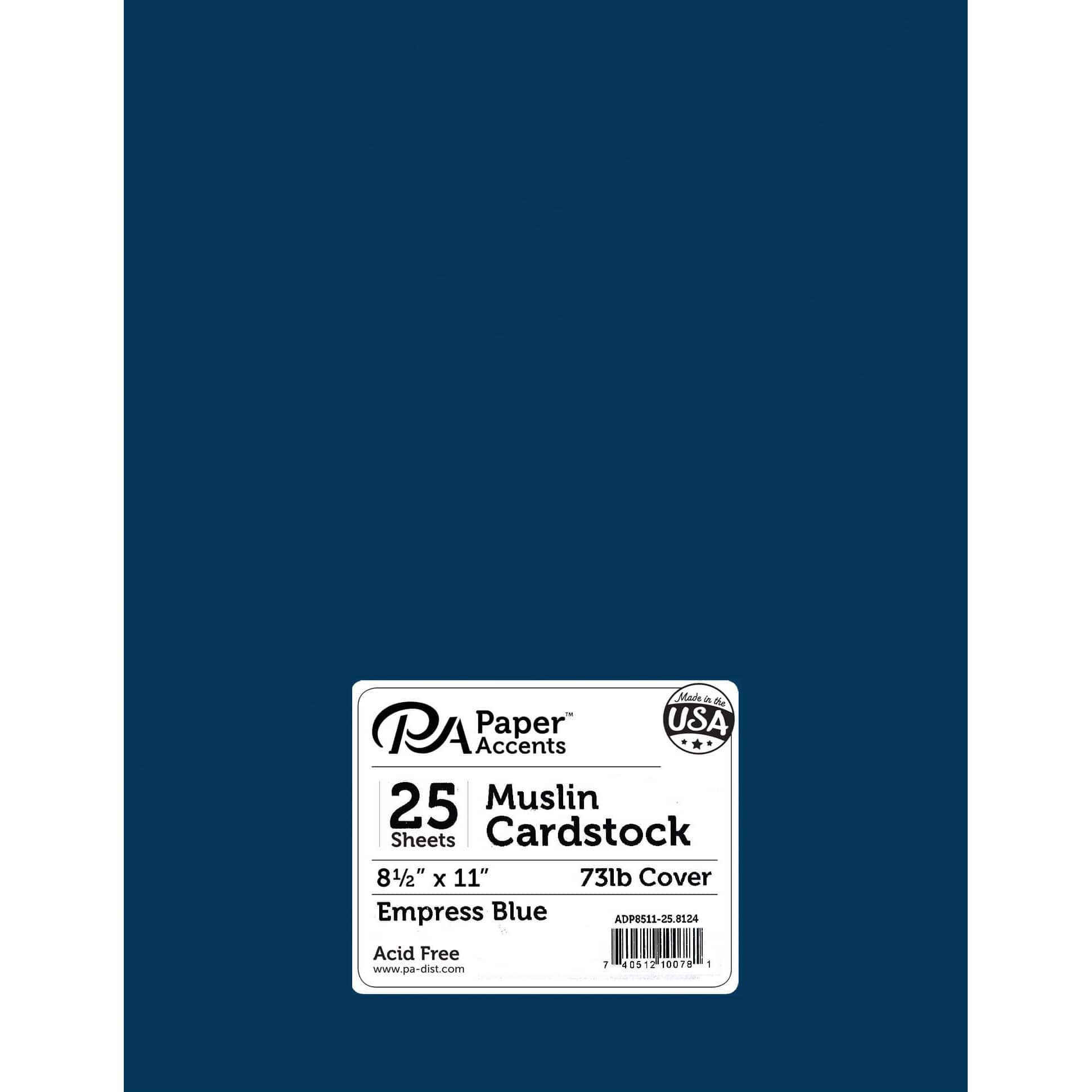 PA Paper Accents Muslin Cardstock 8.5 x 11 Arctic Blue, 73lb