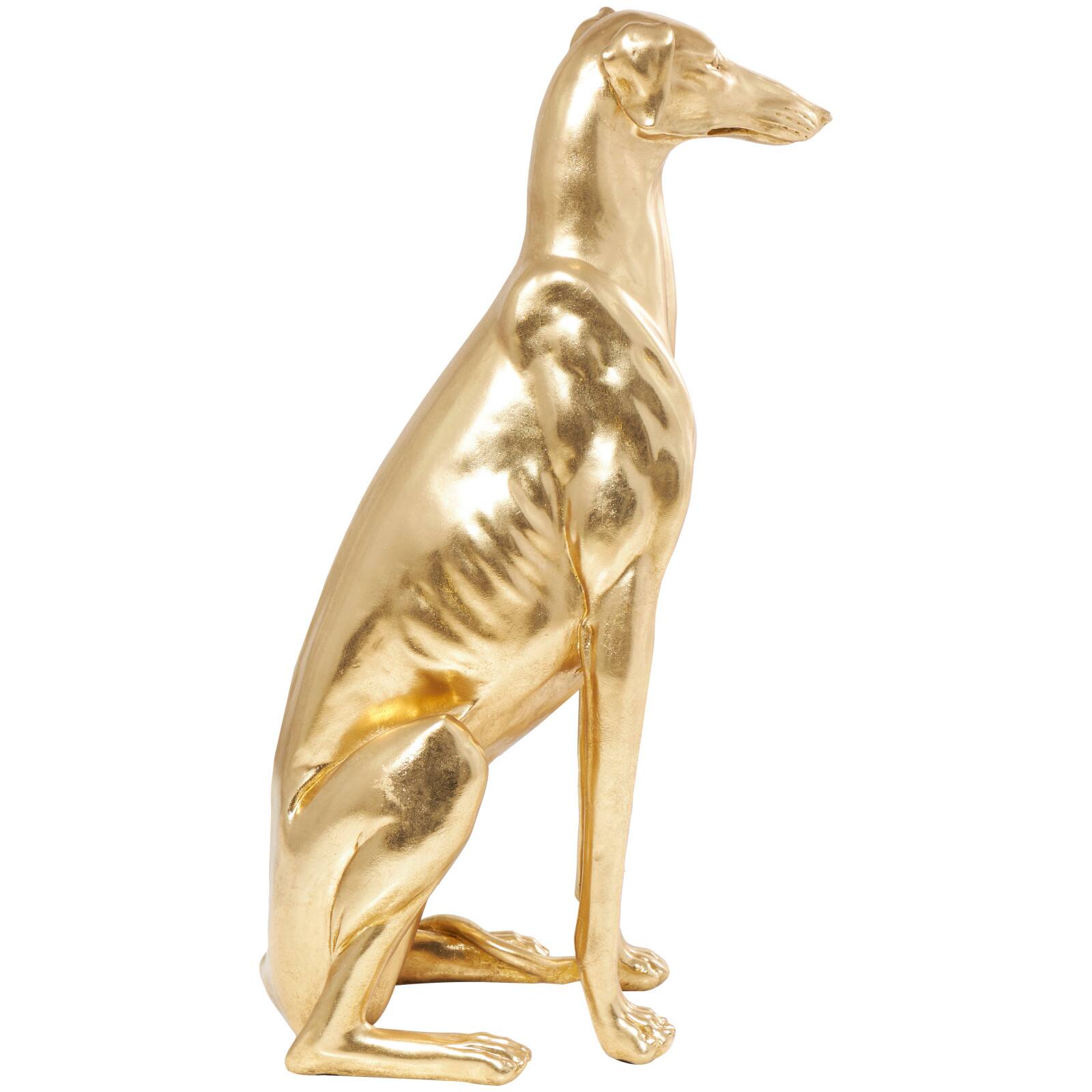32&#x22; Gold Dog Sitting Greyhound Sculpture
