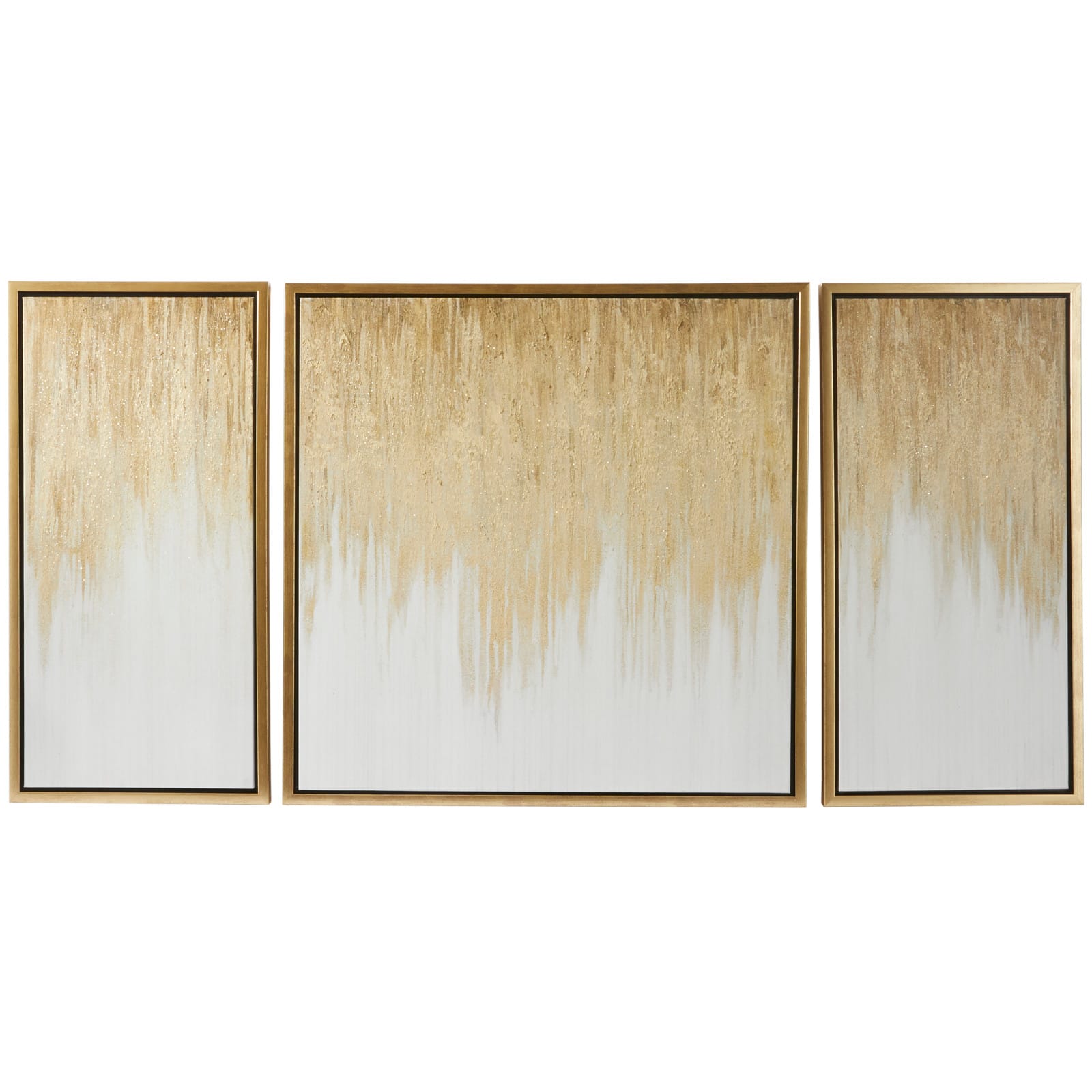 Gold Canvas Ombre Geode Framed Wall Art with Gold Frame Set of 3 32&#x22;, 16&#x22;, 16&#x22;