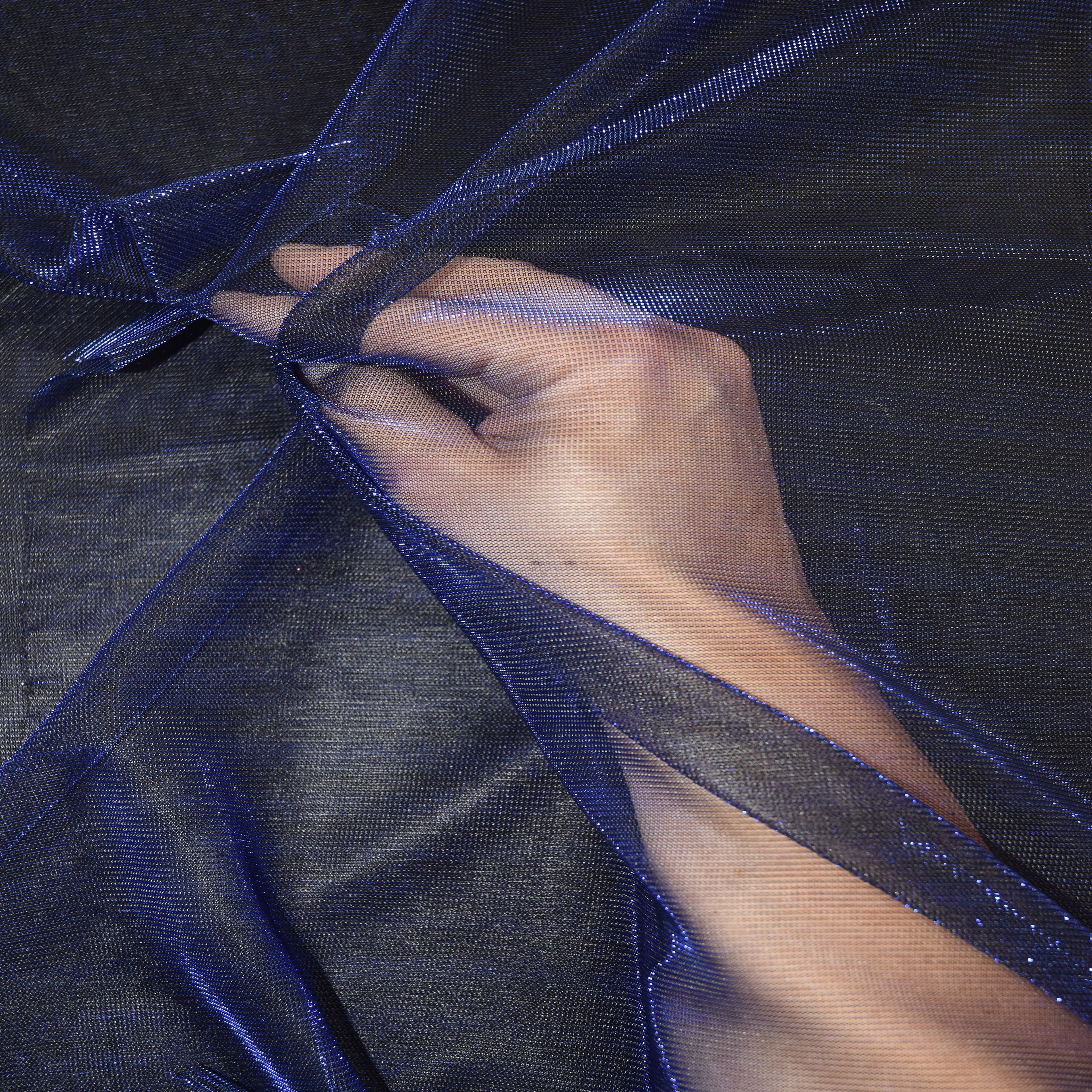 Feldman Blue Metallic Knit Fabric