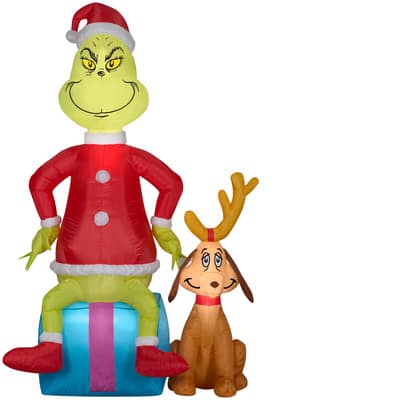 5ft. Airblown® Inflatable Grinch with Max Scene Dr. Seuss | Michaels