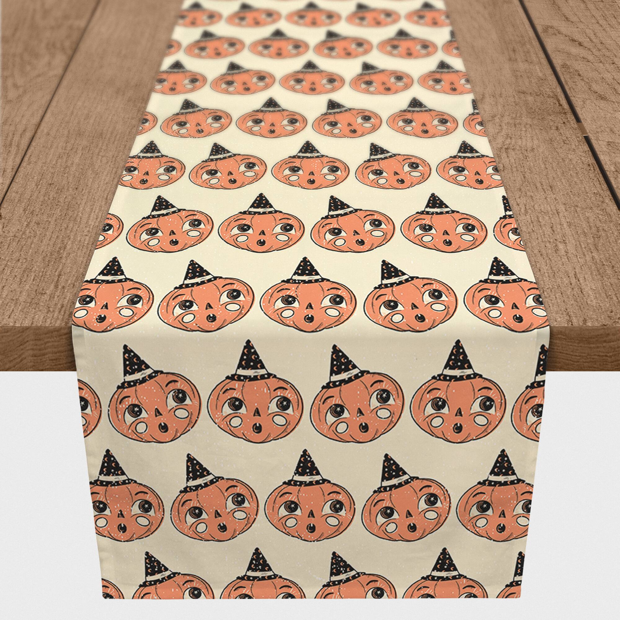 72&#x22; Retro Pumpkin Poly Twill Table Runner