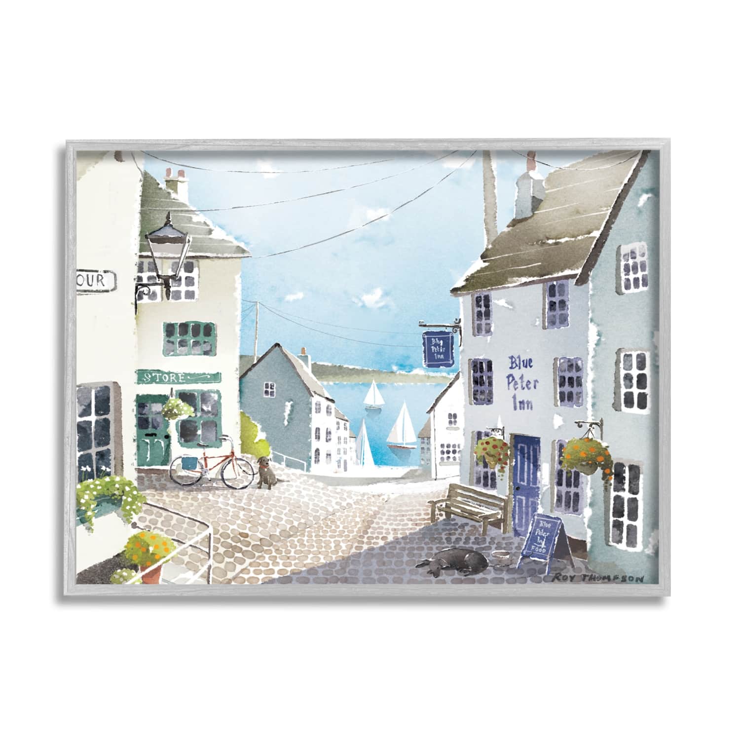 Stupell Industries Coastal Town Seaport Sailboats Framed Giclee Art