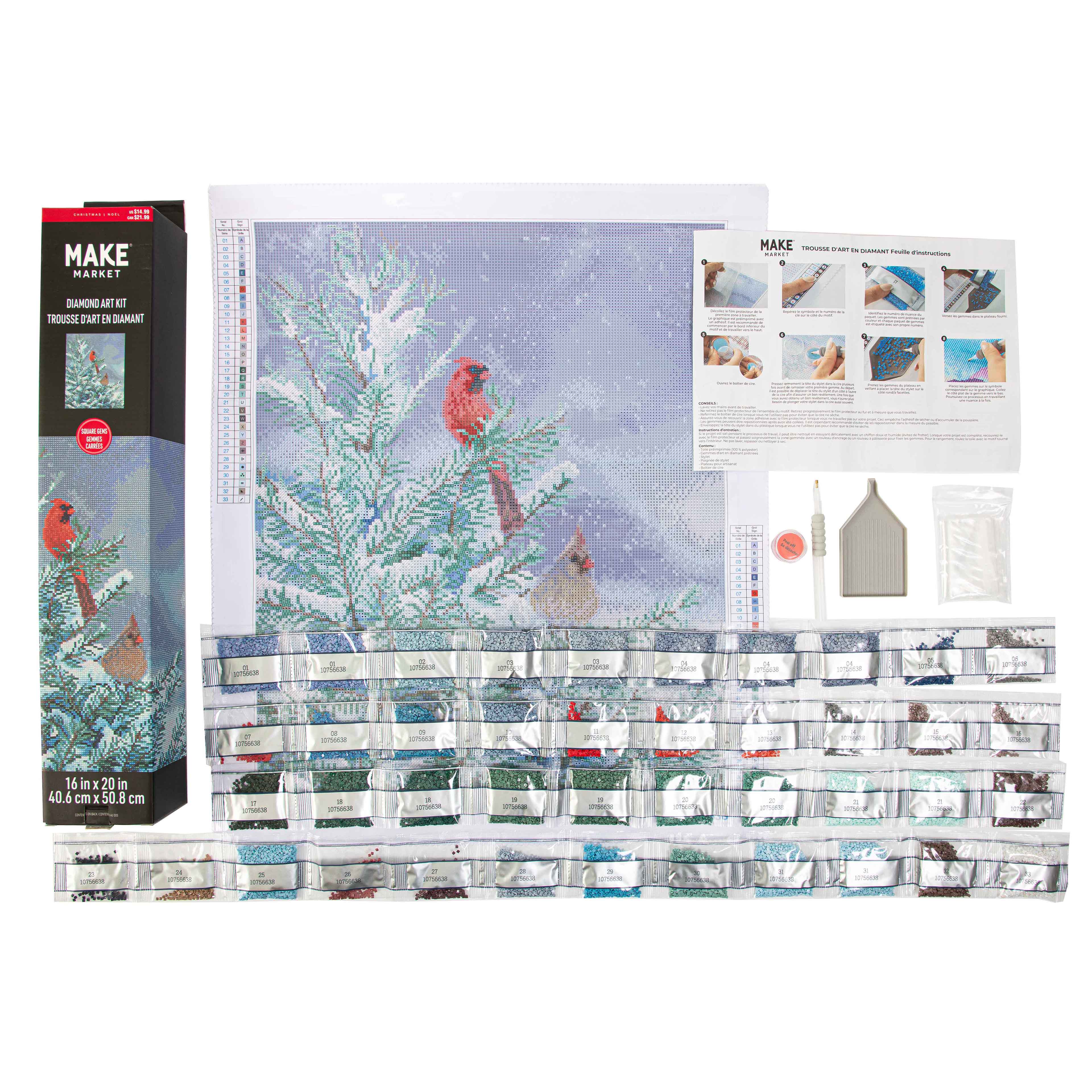 16&#x22; x 20&#x22; Cardinal Diamond Art Kit by Make Market&#xAE;