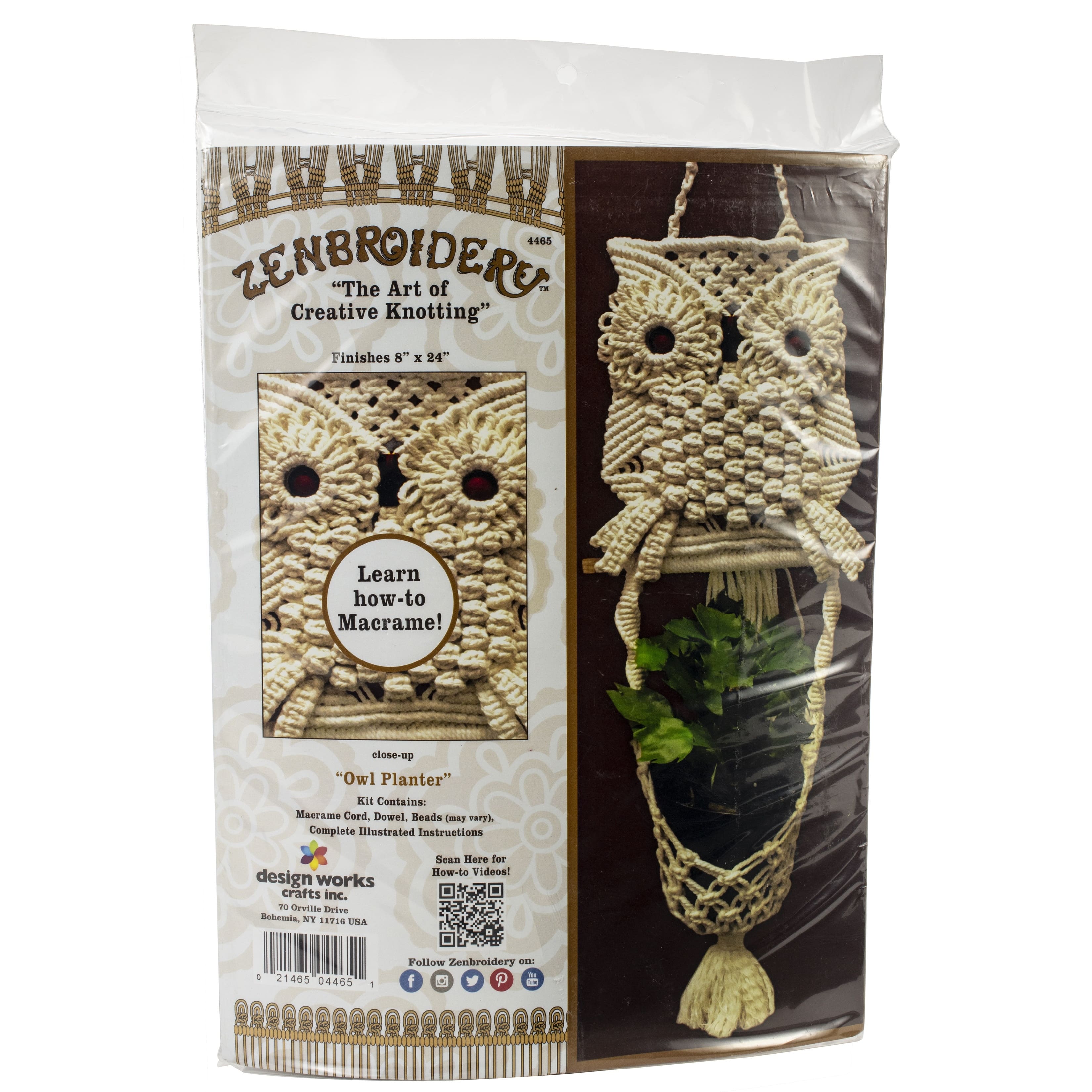 Design Works™ Zenbroidery™ Owl Planter Macramé Wall Hanging Kit