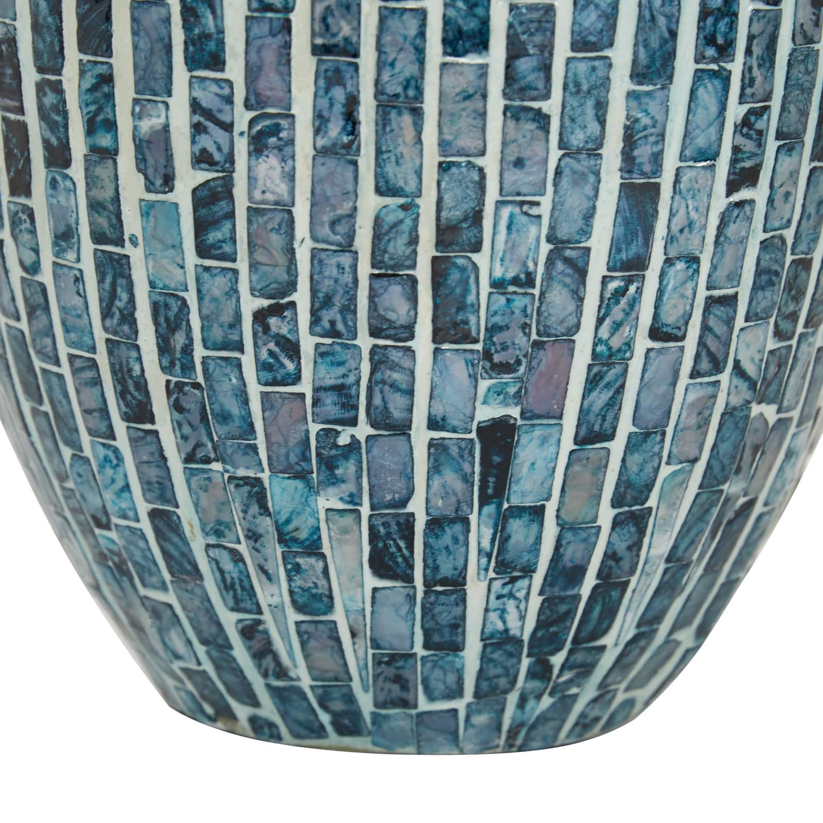 16" Blue Mother of Pearl Coastal Vase