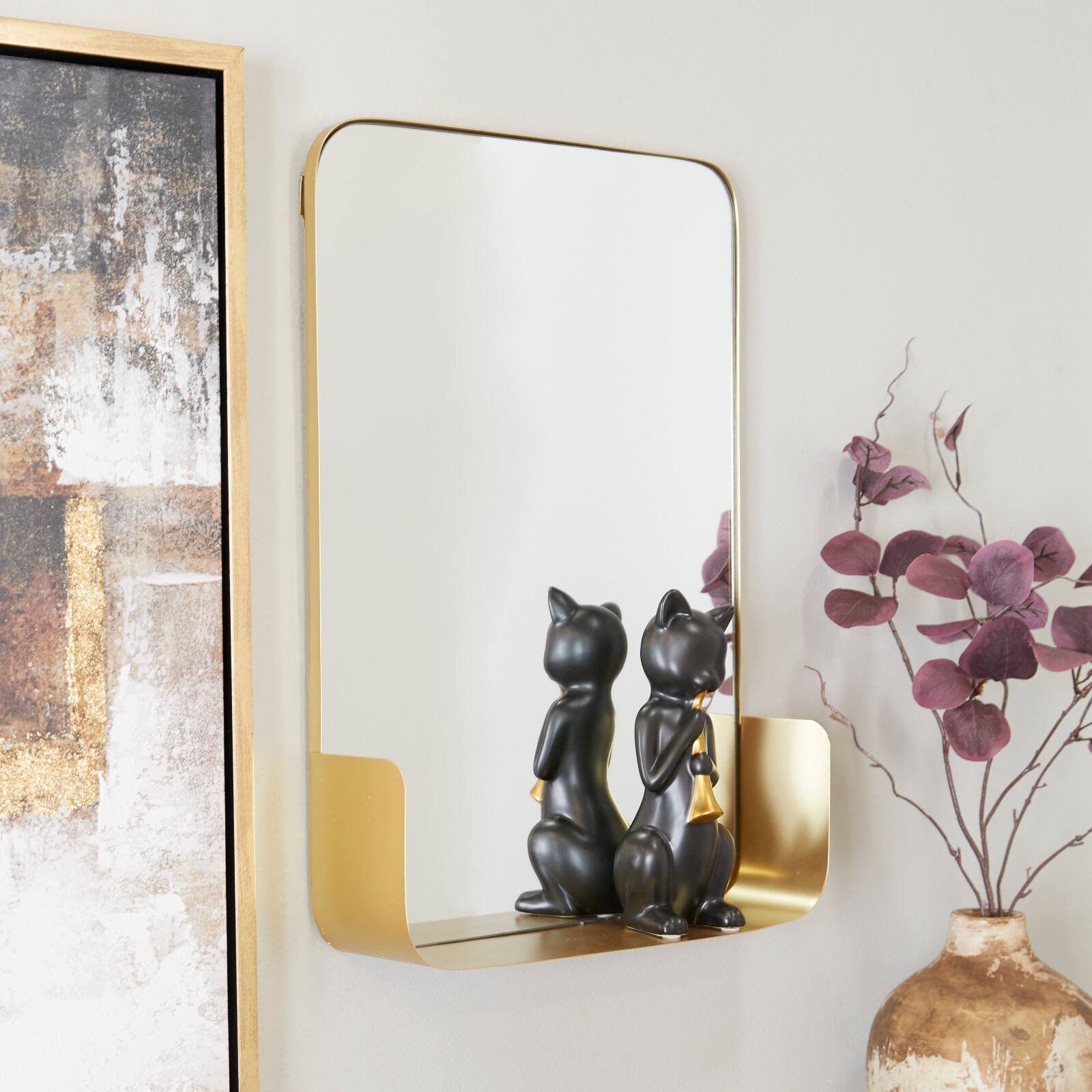 Gold Metal Modern Wall Mirror, 16&#x22; x 4&#x22; x 22&#x22;