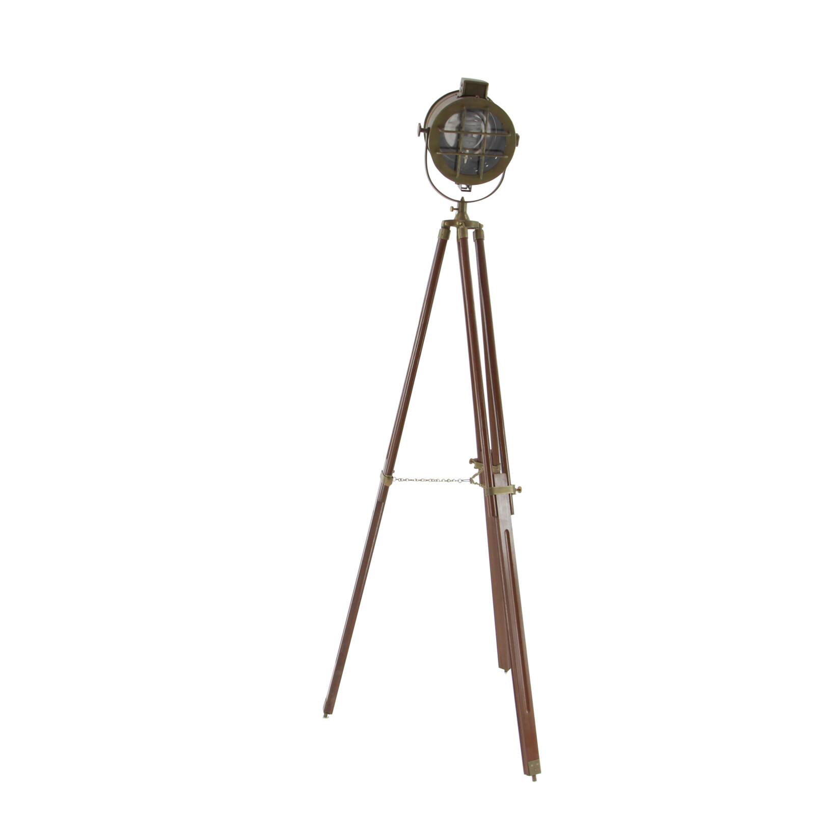 71&#x22; Brown Wood Industrial Floor Lamp