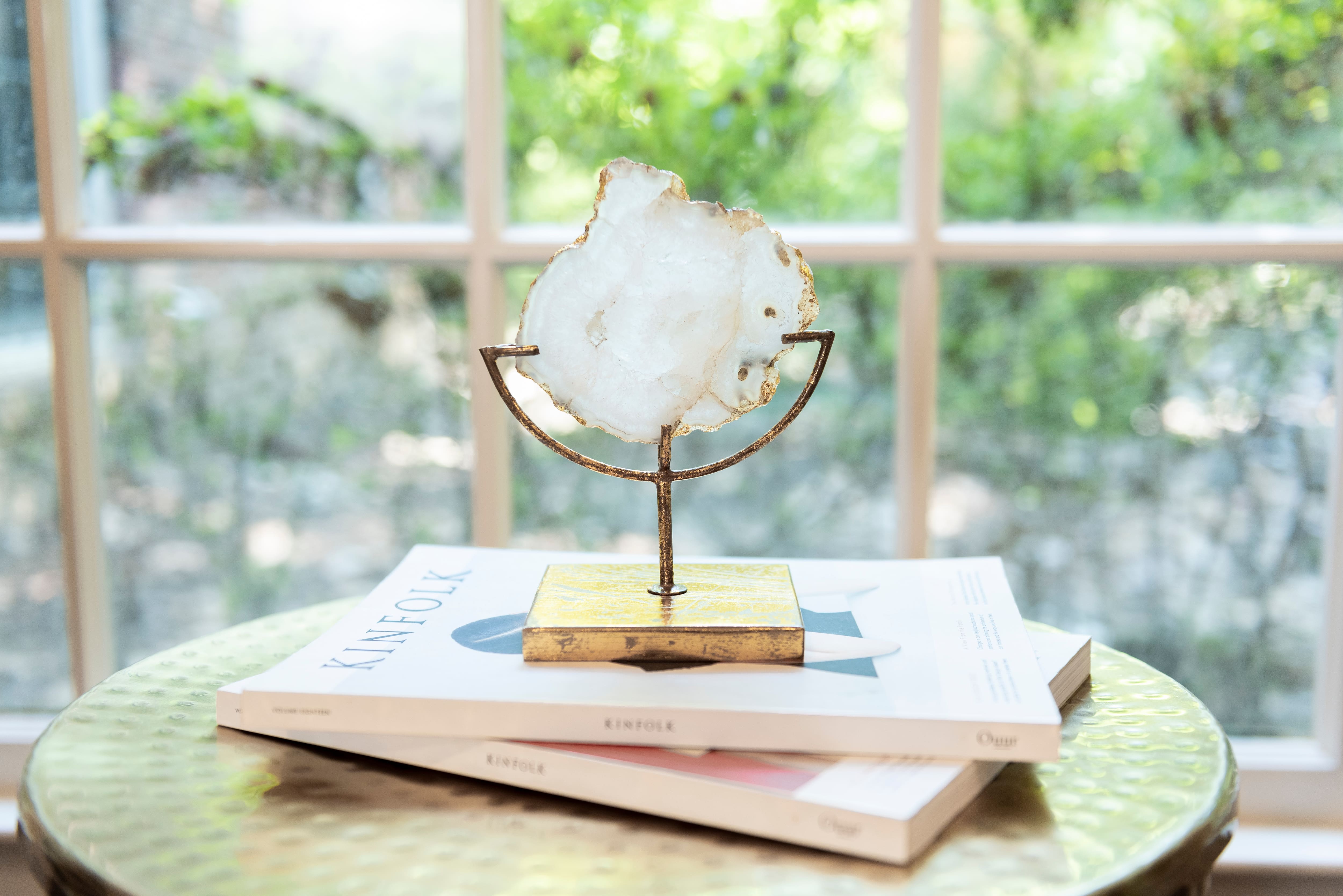 Hello Honey&#xAE; Natural Agate Decor On Stand (Each One Will Vary)