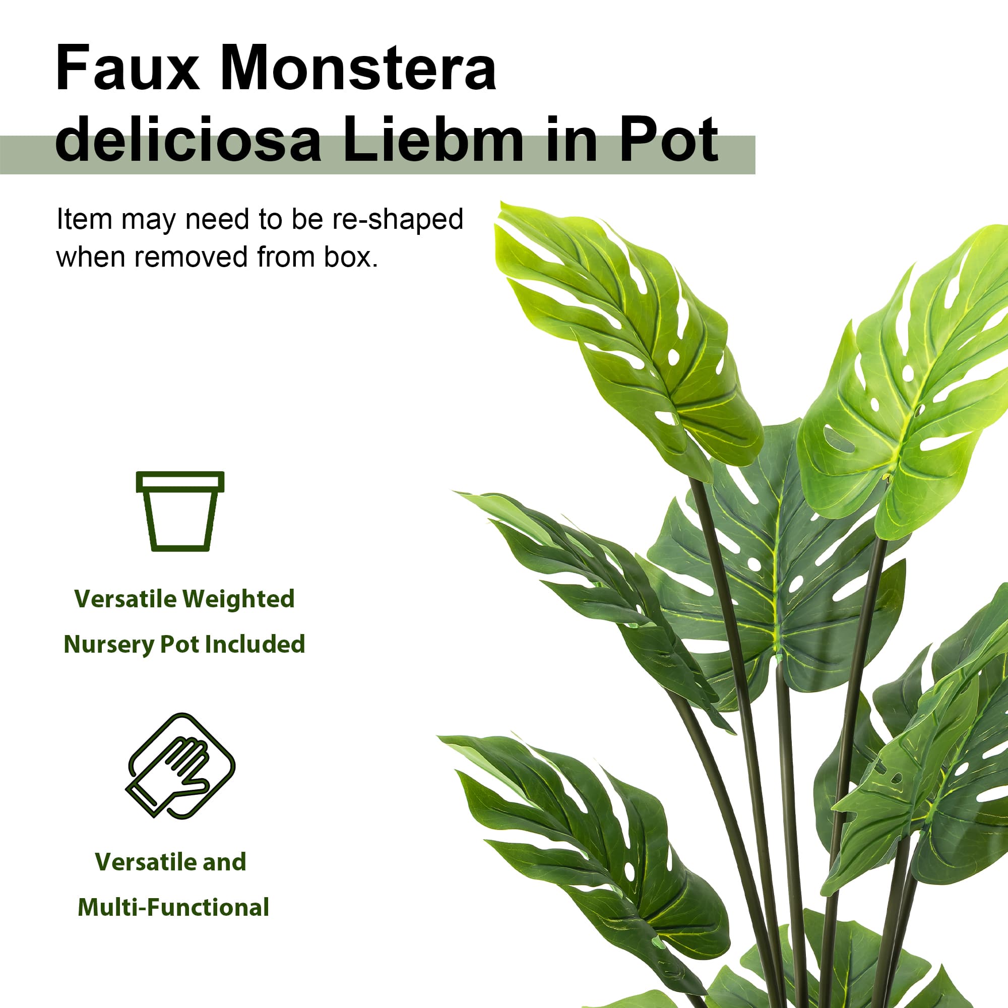 Glitzhome® 3.5ft. Faux Monstera in Pot