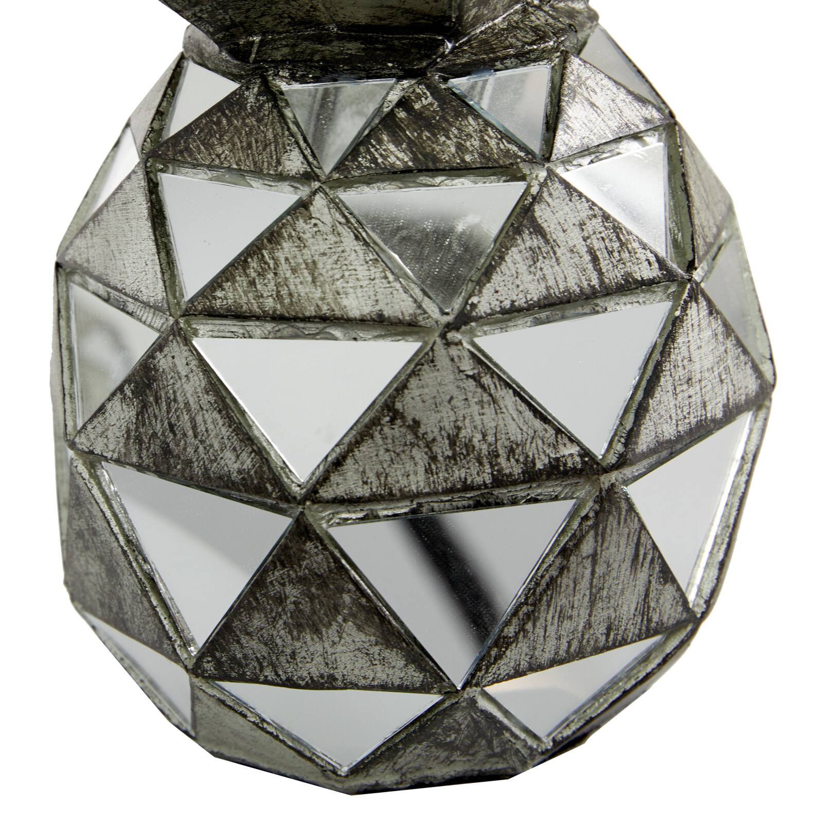 Set of 3 Silver Polystone Contemporary Fruit Sculpture, 4.5", 6.25", 10.5"