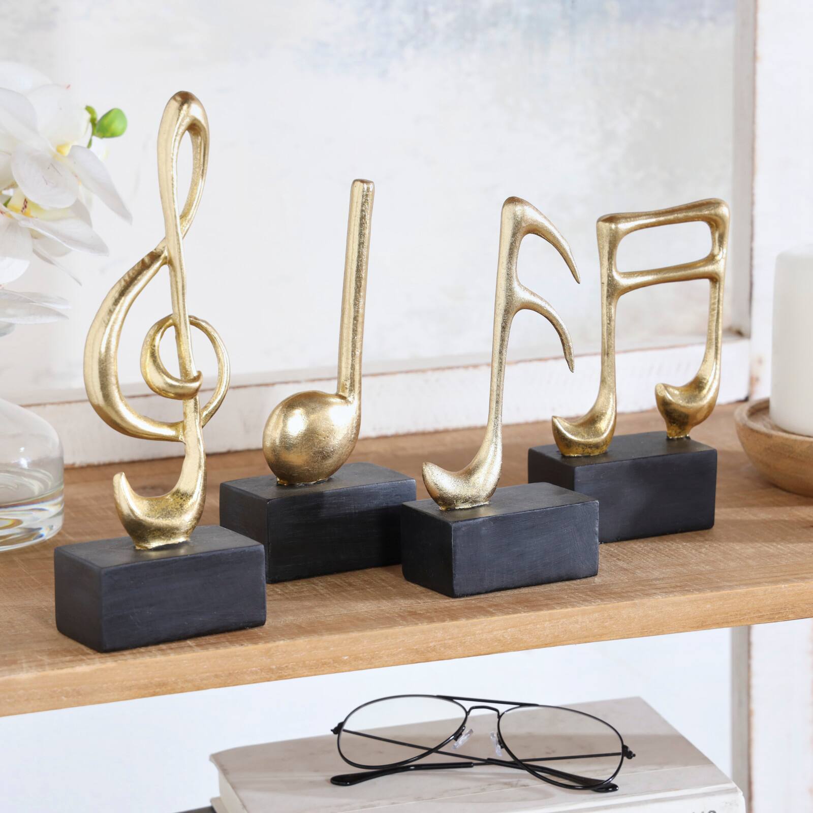 Novogratz Gold Musical Notes Sculpture Set