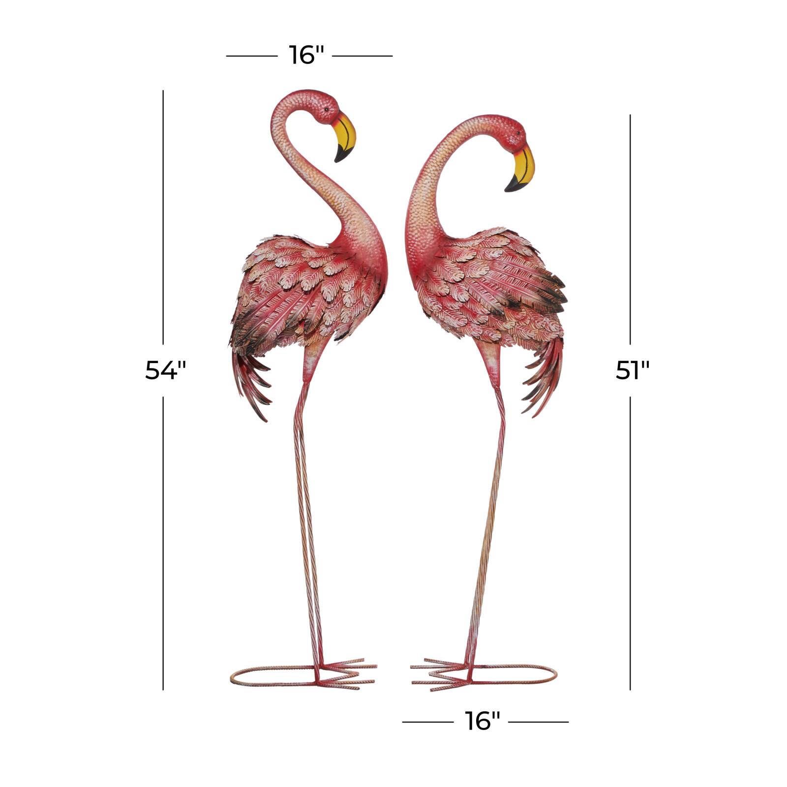 Pink Flamingo Garden Sculpture Set