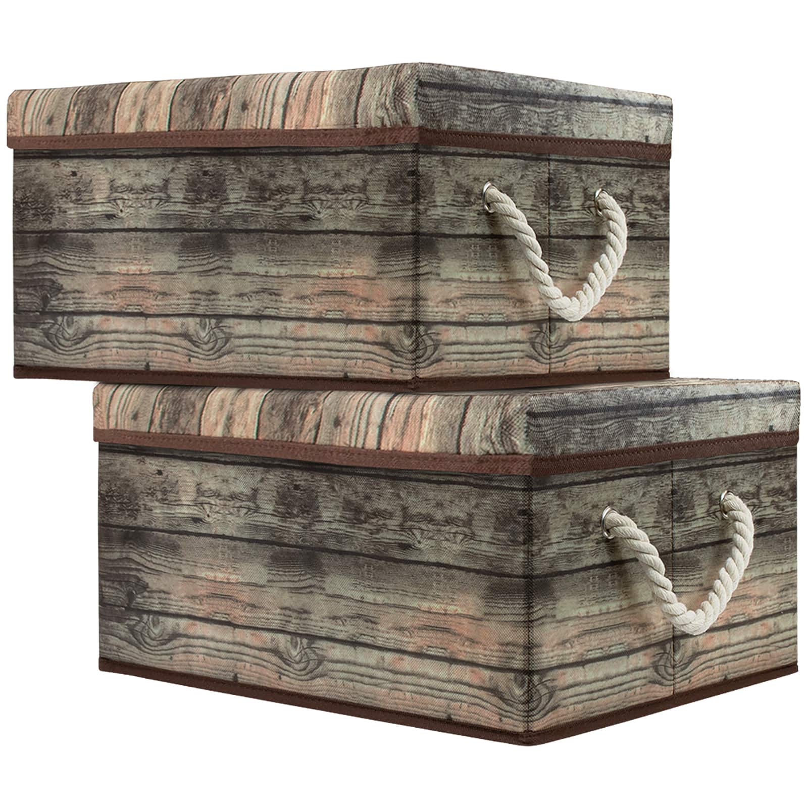 Sorbus 16.5" Rustic Wood Pattern Storage Box, 2ct.