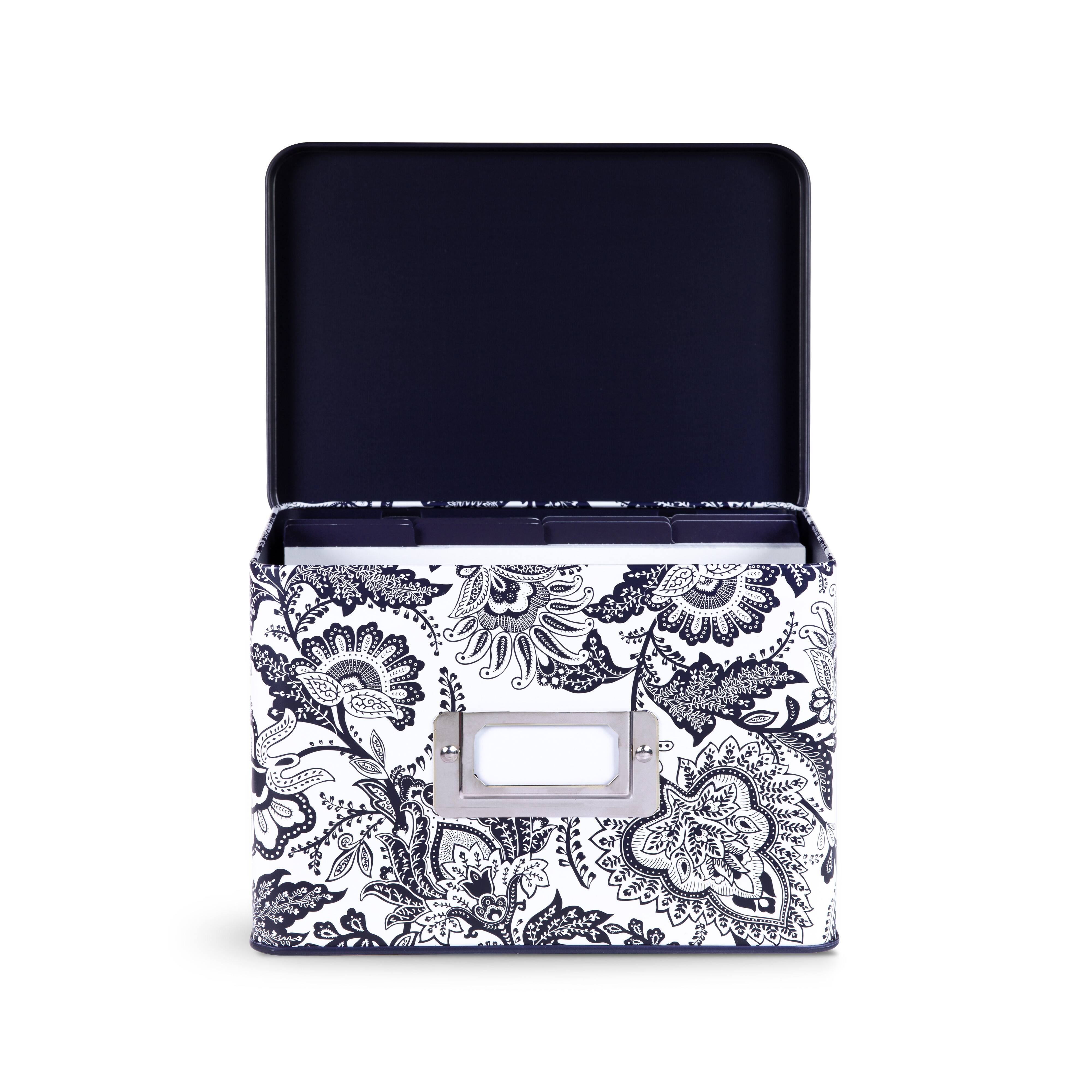 Vera Bradley&#xAE; Java Navy White Recipe Tin Box