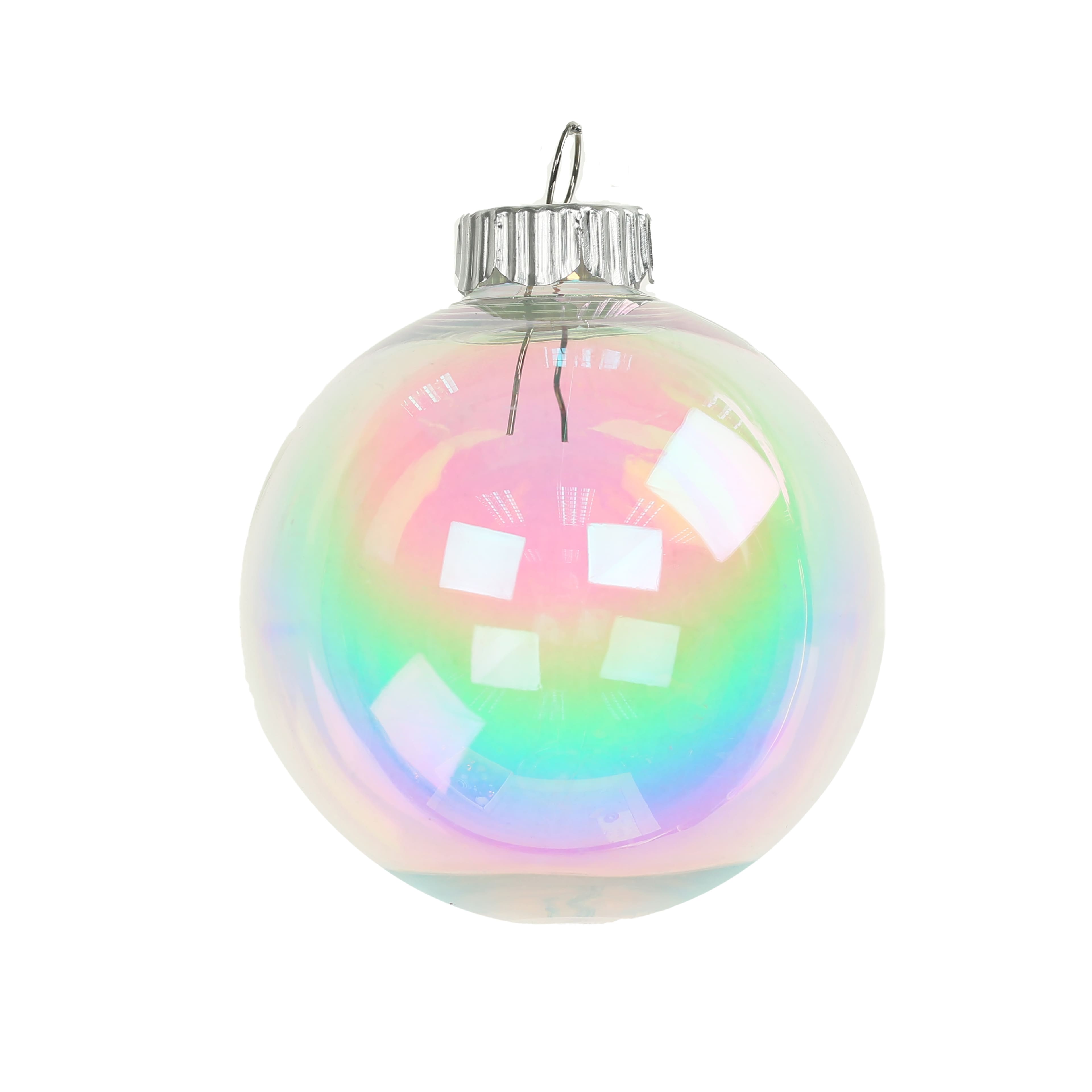 8 Pack 2.75&#x22; Clear Iridescent DIY Plastic Ball Ornaments by Make Market&#xAE;