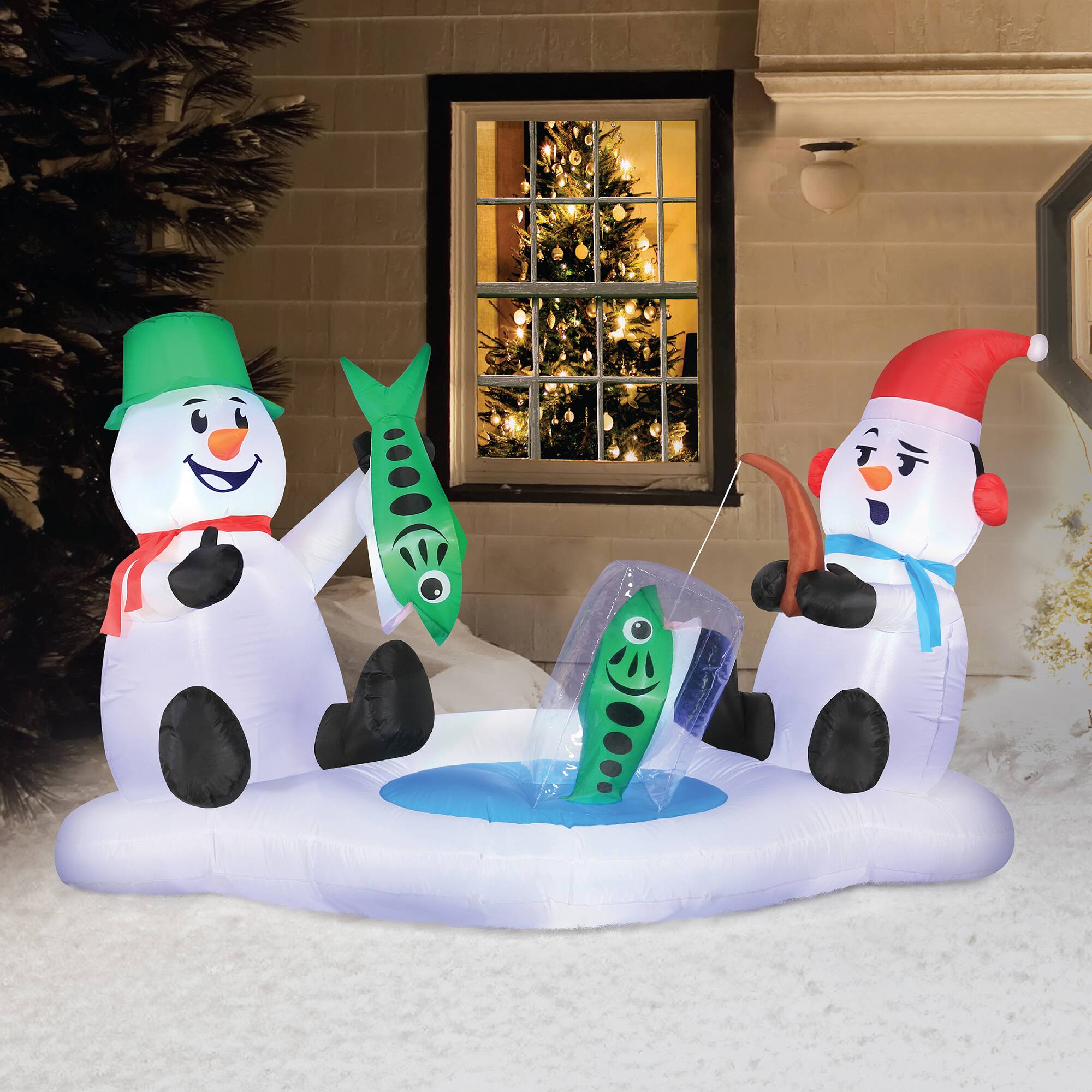 6ft. Airblown® Inflatable Snowmen Ice Fishing