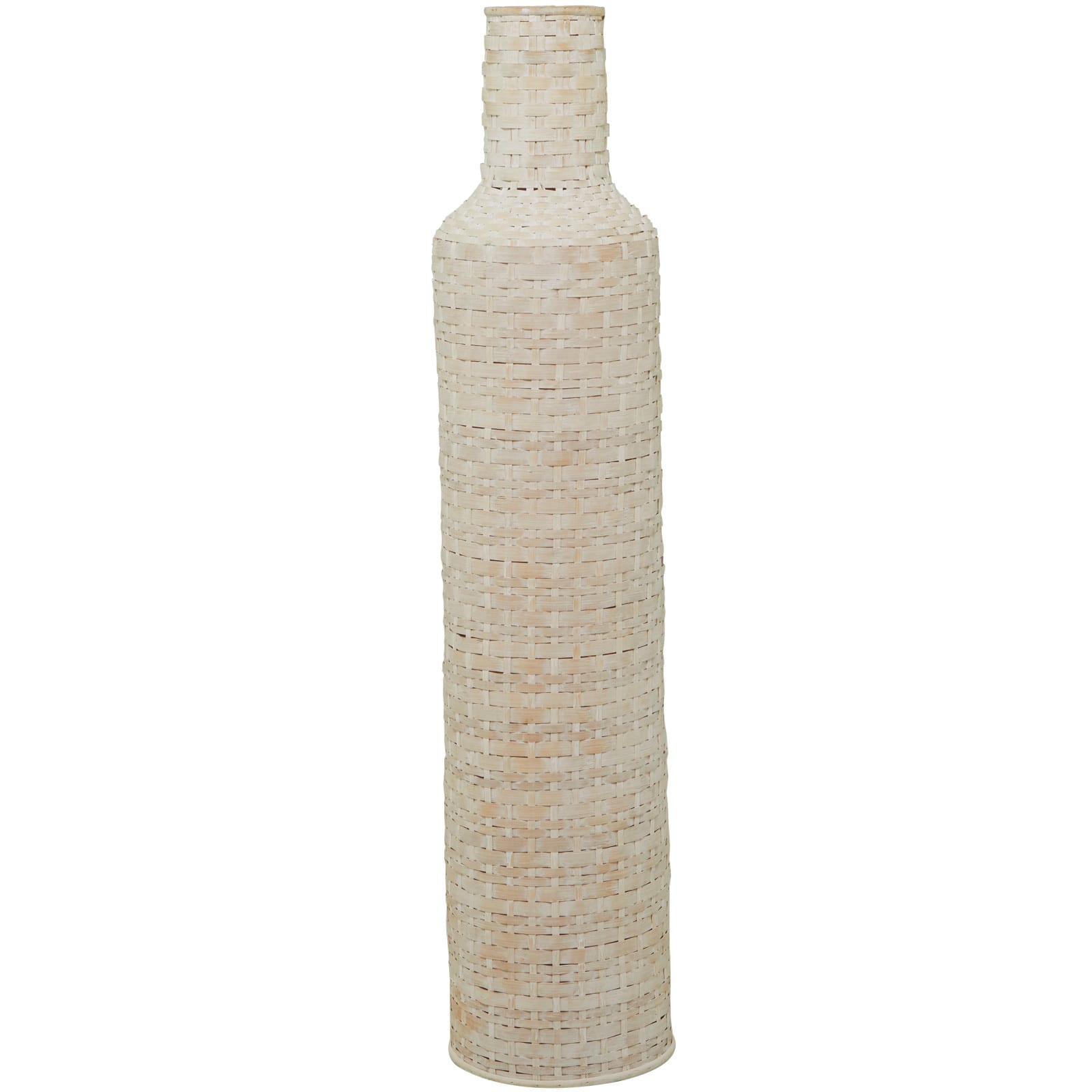 White Bamboo Tall Woven Floor Vase 9&#x22; x 9&#x22; x 39&#x22;