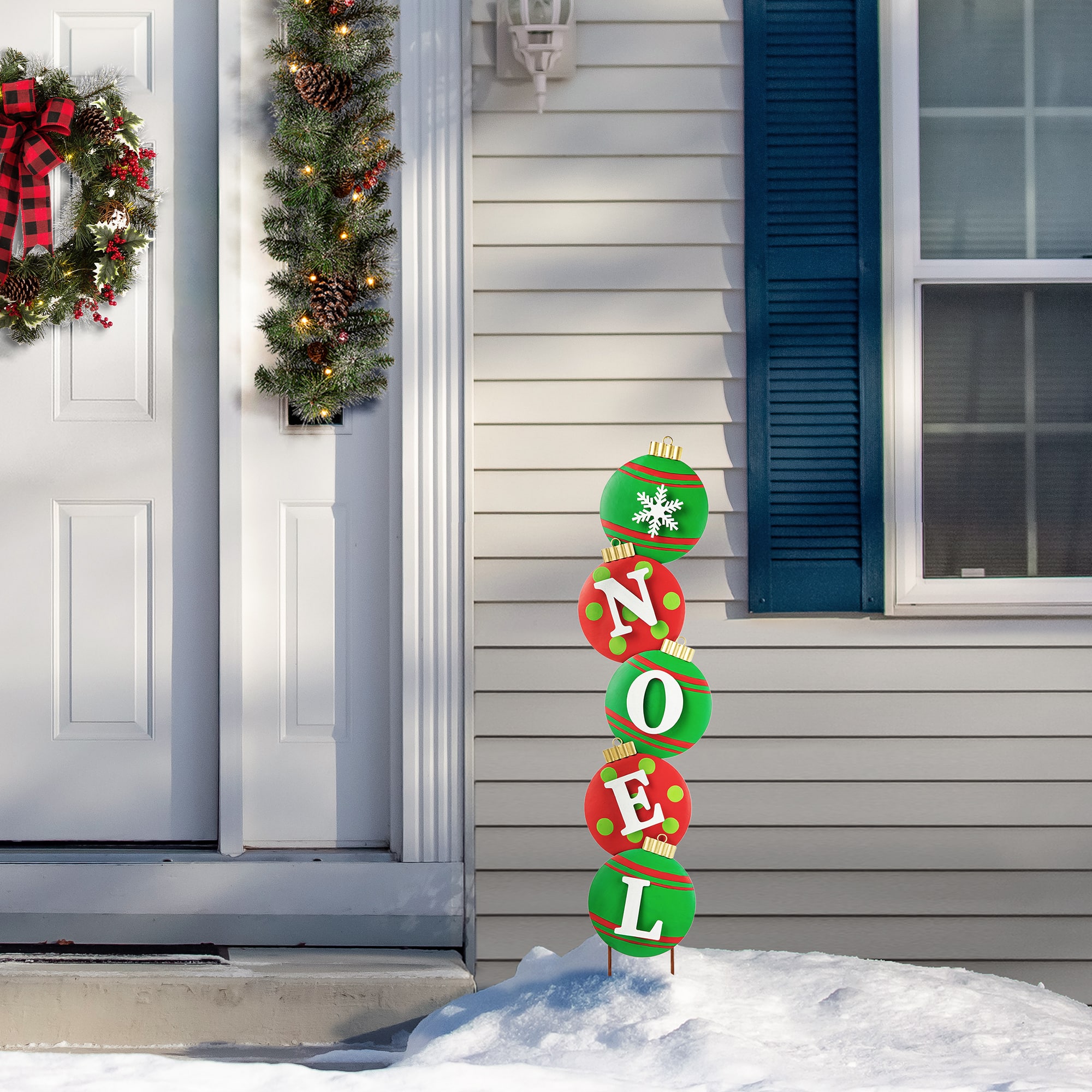 Glitzhome&#xAE; 42&#x22; Metal NOEL Ornament Yard Stake/Wall D&#xE9;cor
