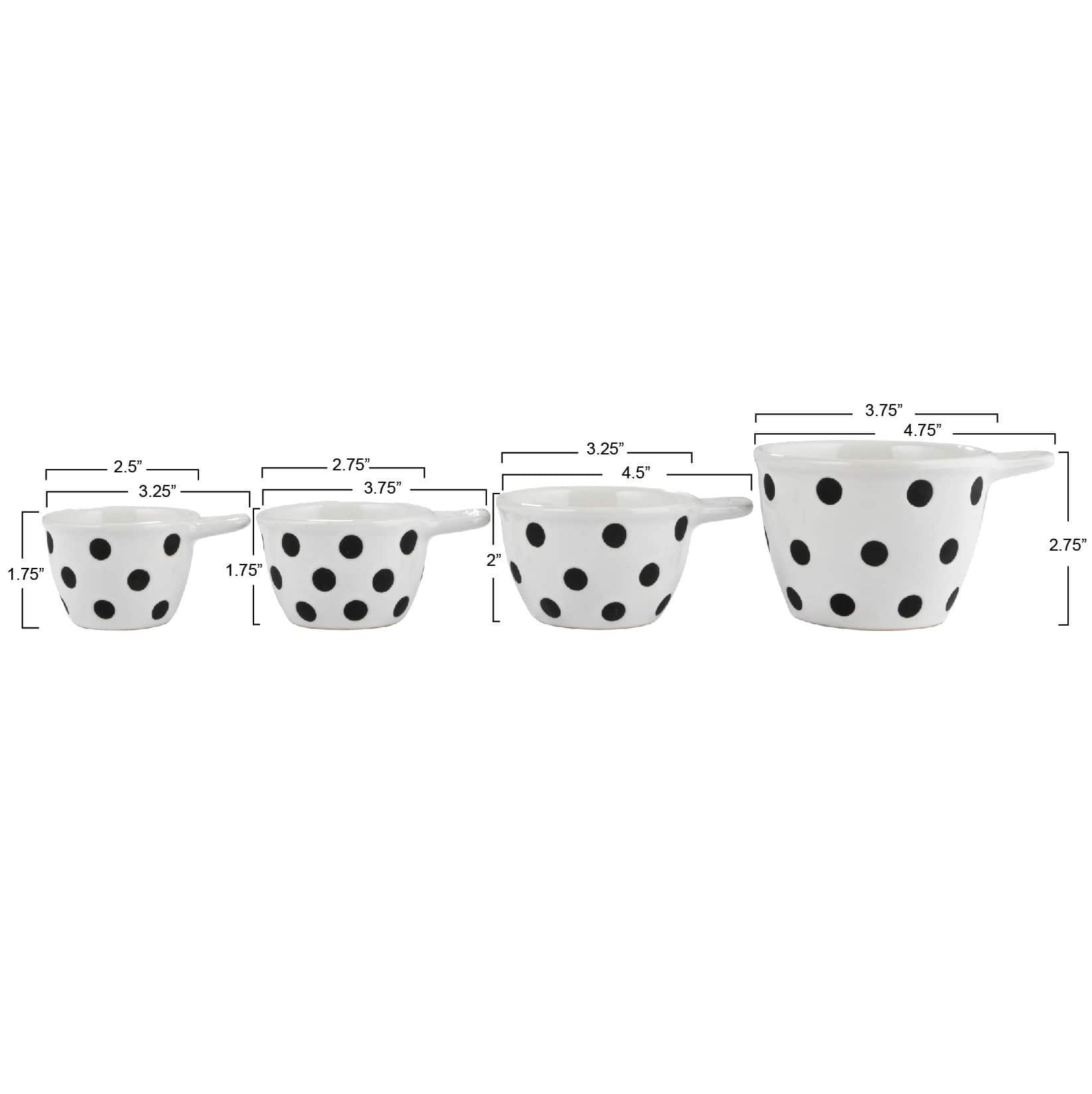 Black &#x26; White Polka Dot Ceramic Measuring Cup Set