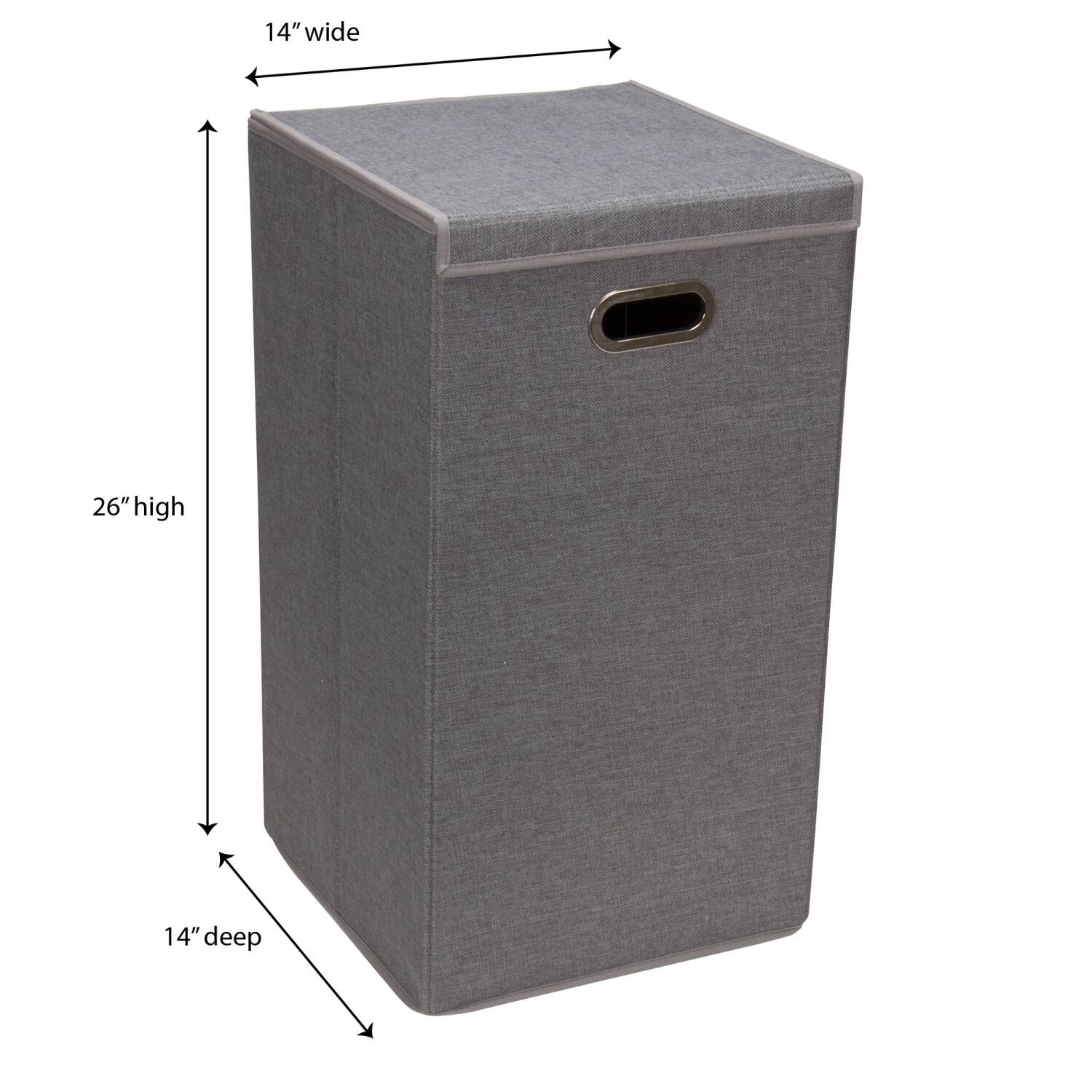 Household Essentials Gray Moisture-Resistant Laundry Hamper with Magnetic Lid &#x26; Removable Mesh Liner