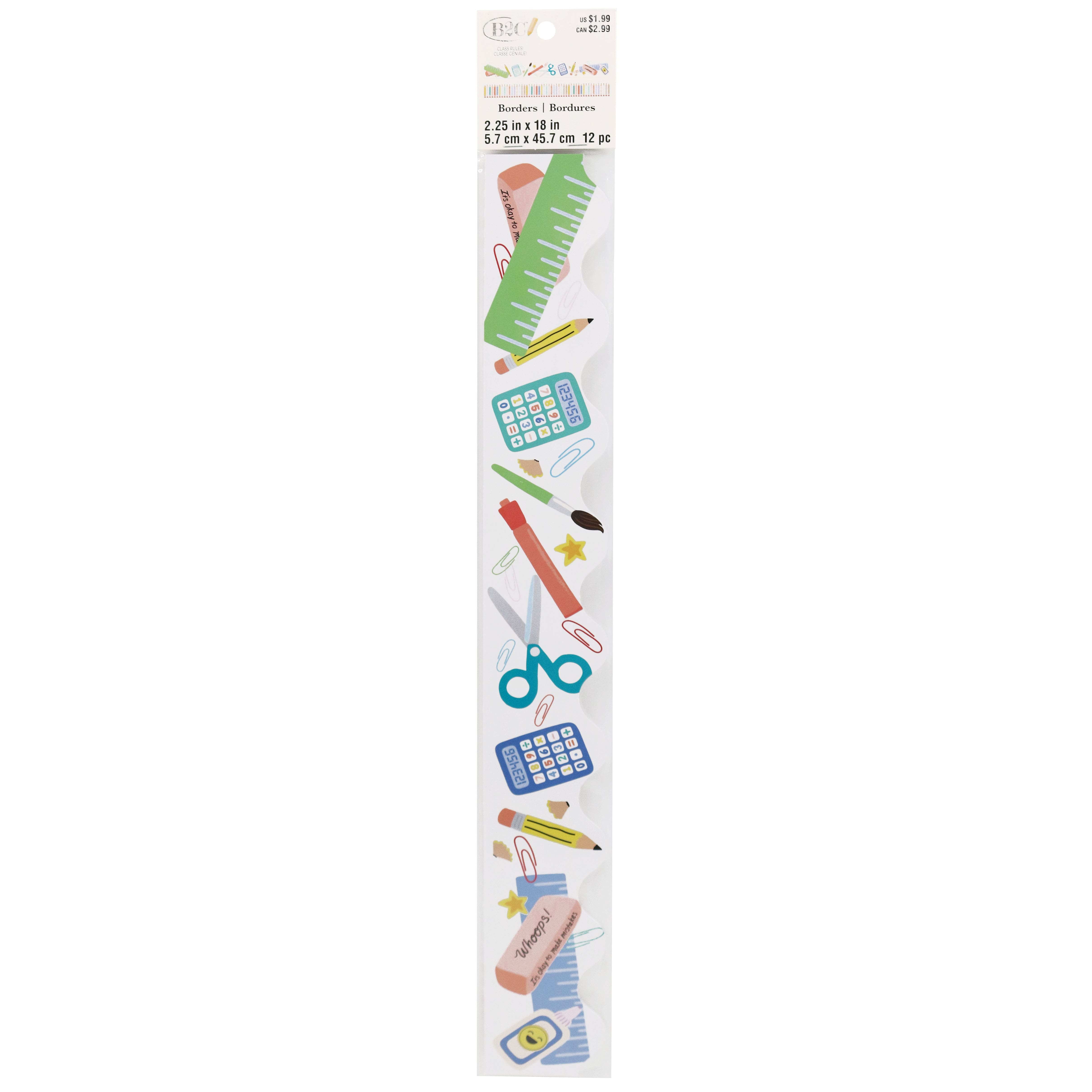 Class Rules! 2.25" x 18" Colorful School Supply Borders, 12ct. by B2C™