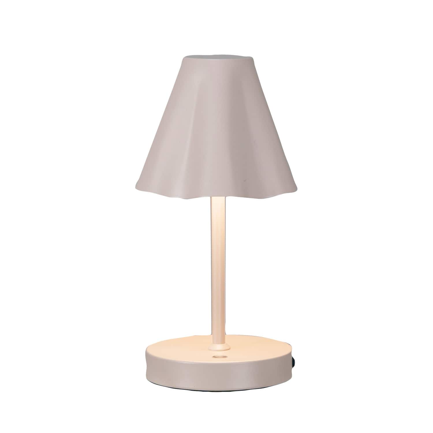 11&#x22; Tan Round Metal LED Rechargeable Table Lamp