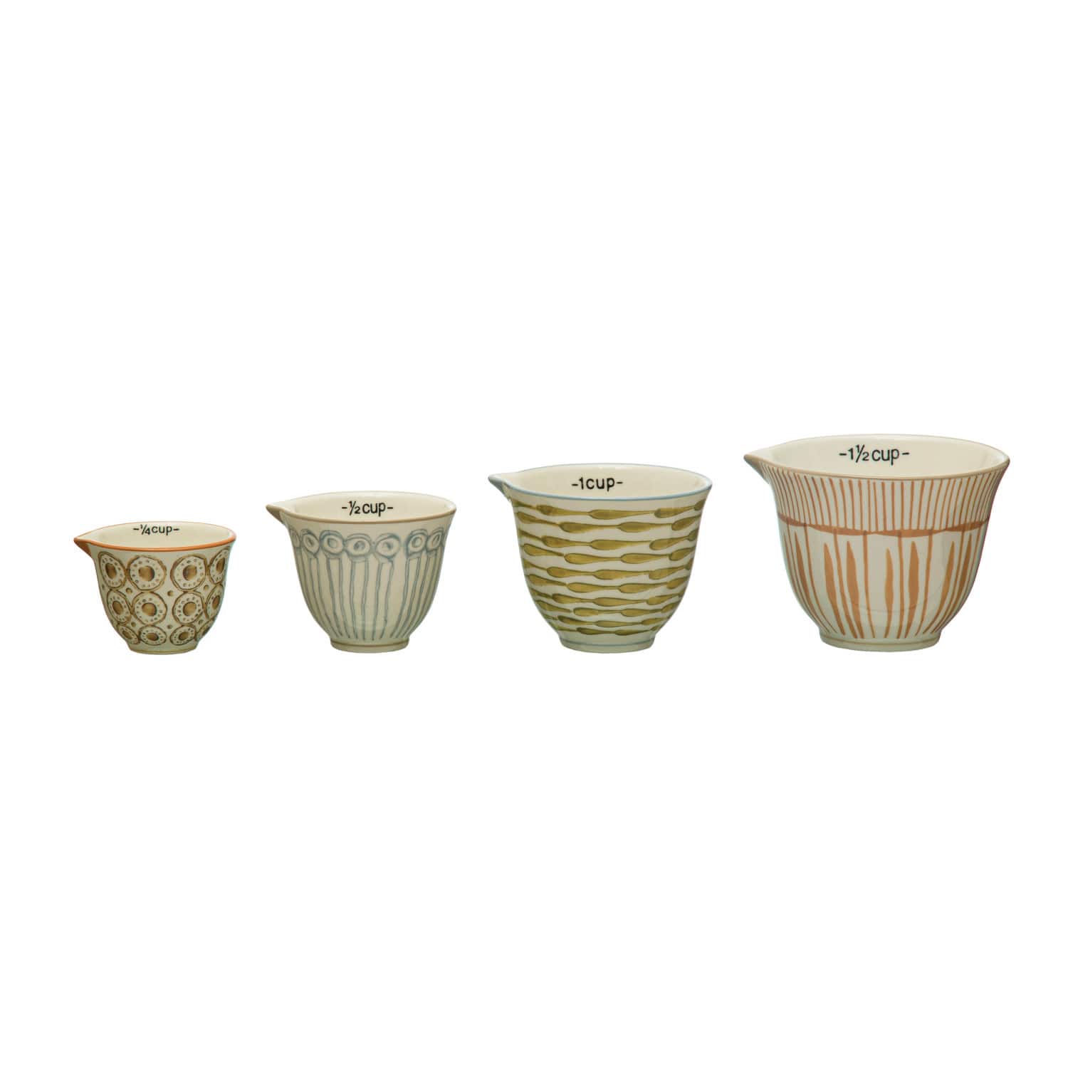 Hello Honey&#xAE; Painted Patterns Stoneware Measuring Cup Set