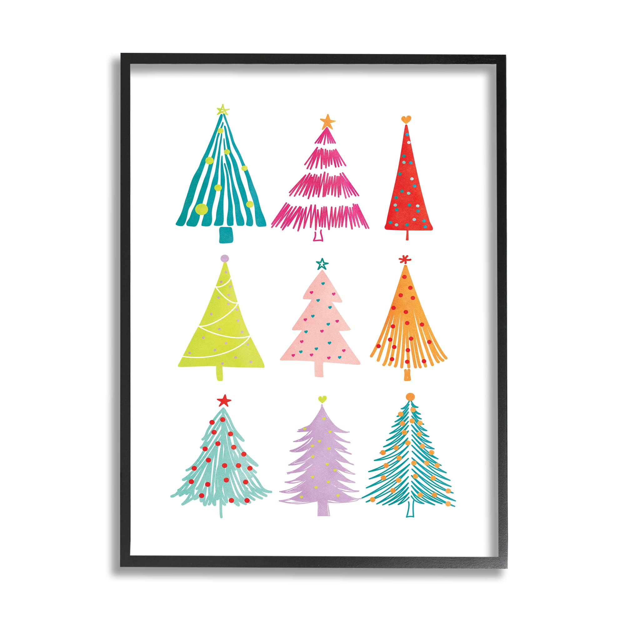 Stupell Industries Varied Fun Christmas Trees Framed Giclee Art