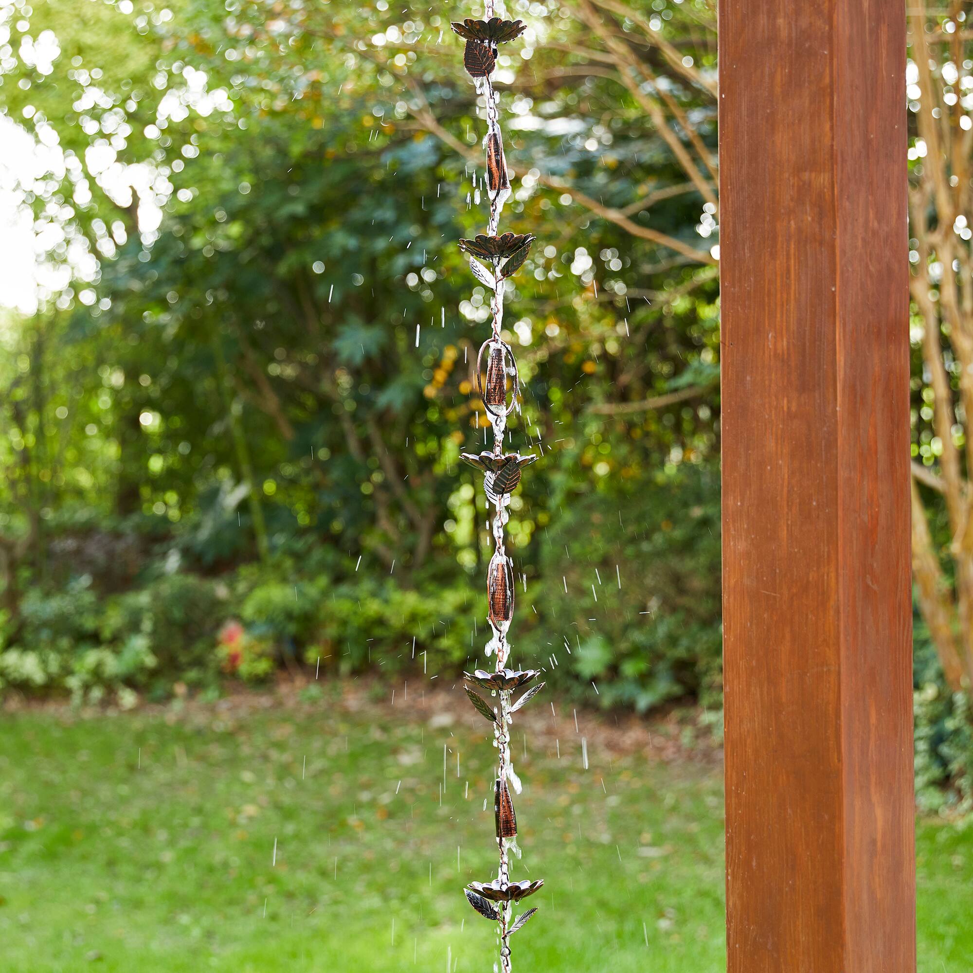 Glitzhome&#xAE; 8.5ft. Faux Copper Lotus Flower &#x26; Bell Rain Chain