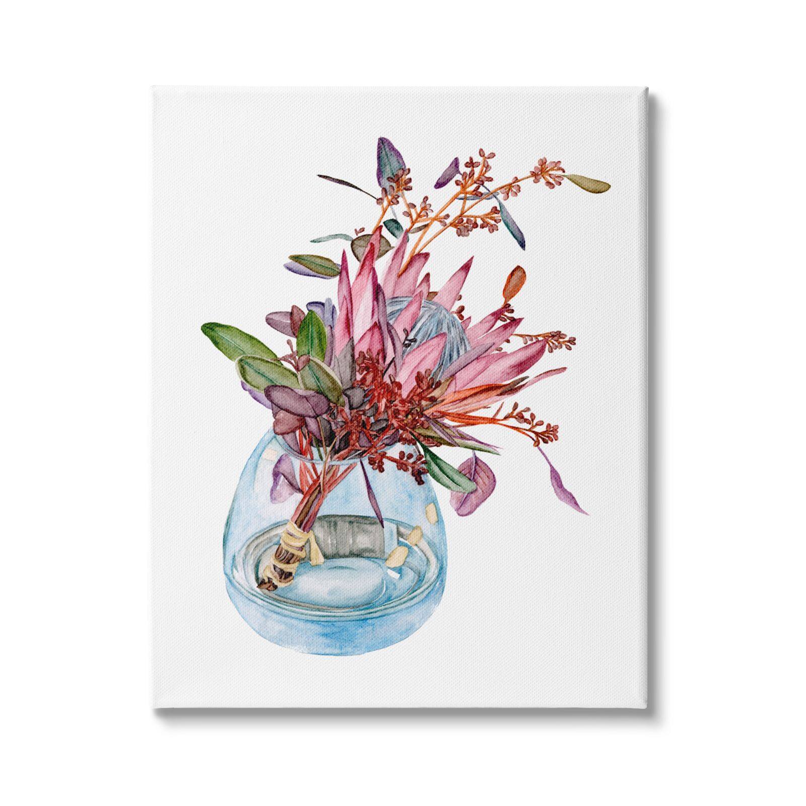 Stupell Industries Blooming Protea Floral Bouquet Watercolor Flower Still Life Canvas Wall Art