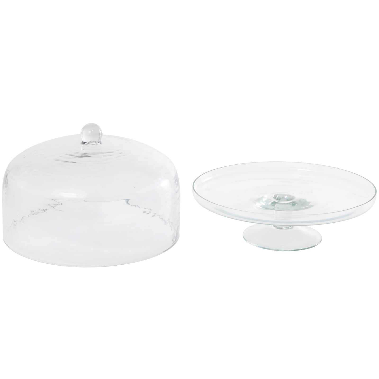 12&#x22; Clear Glass Cake Stand with Glass Dome