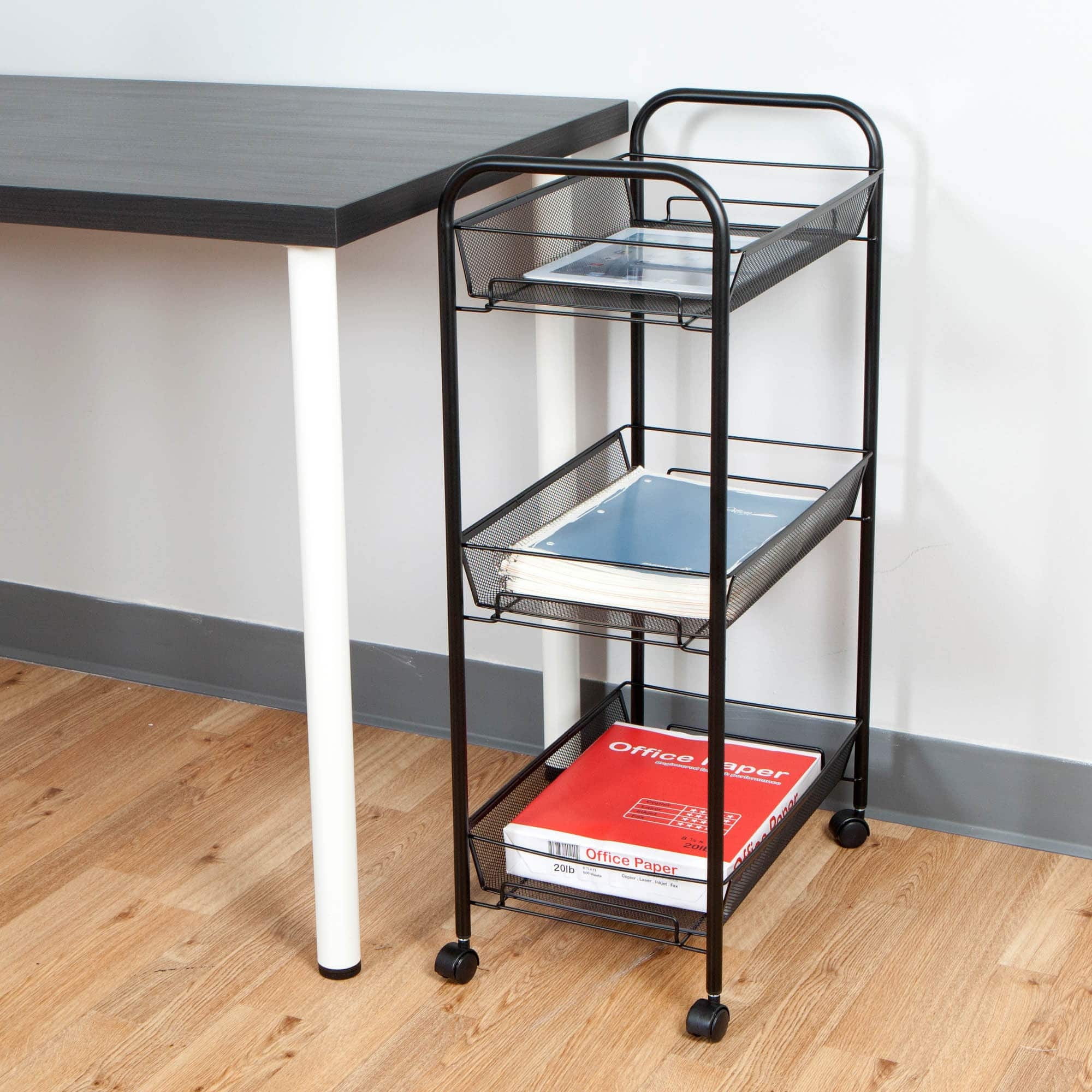 Mind Reader Black Rolling Metal Mesh 3 Shelf Cart | Michaels