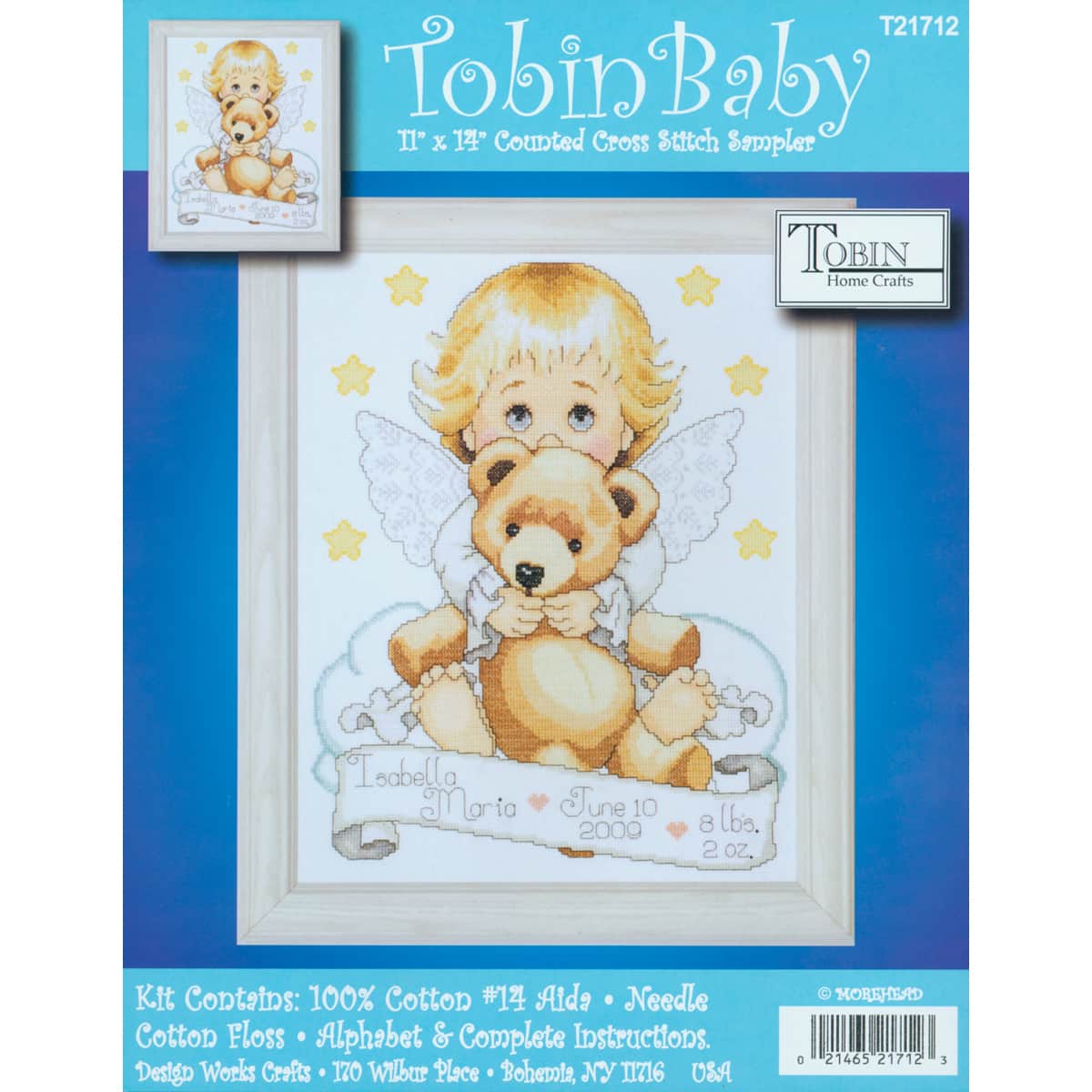 Tobin Baby Angel Birth Record Counted Cross Stitch Kit