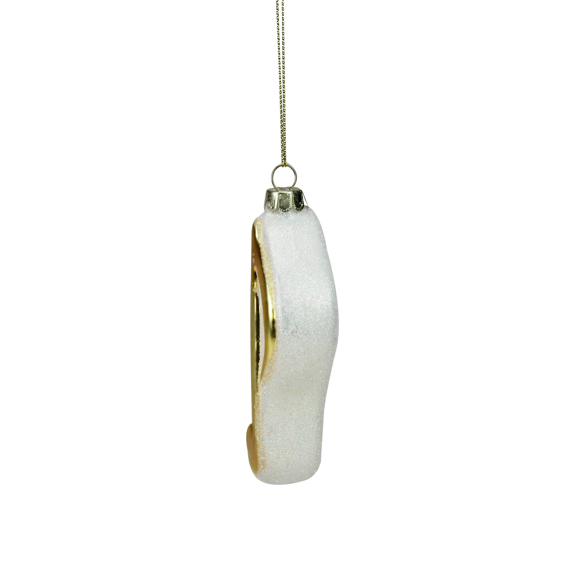 Gold & White Sixteenth Note Music Symbol Glass Ornament