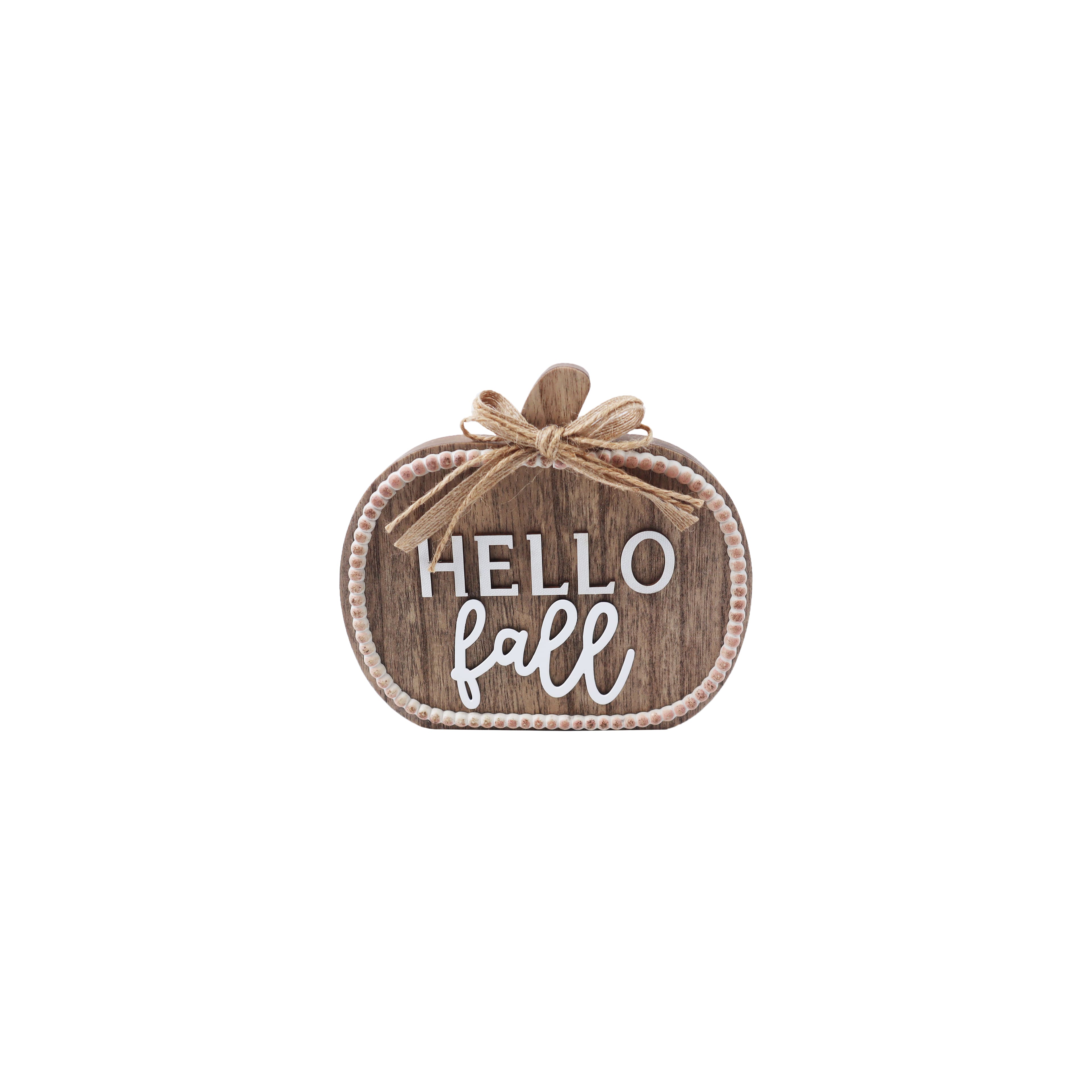 7.75" Natural Hello Fall Pumpkin Tabletop Décor by Ashland®