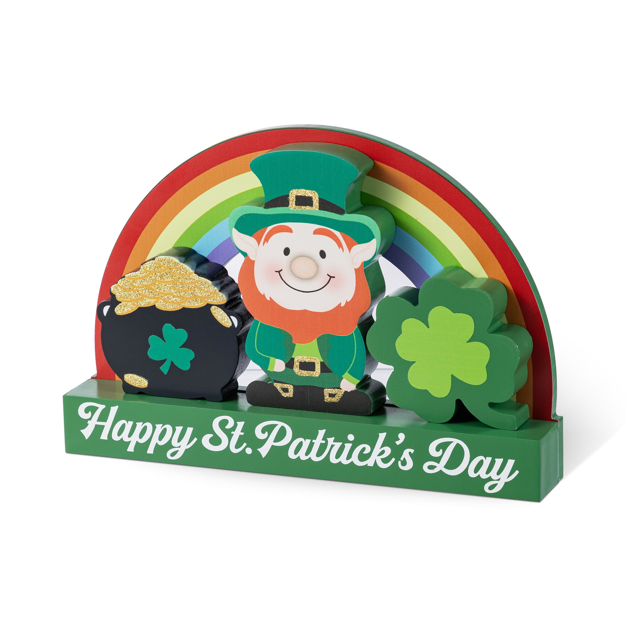 Glitzhome® 12" St. Patrick's Wooden Table Block Set